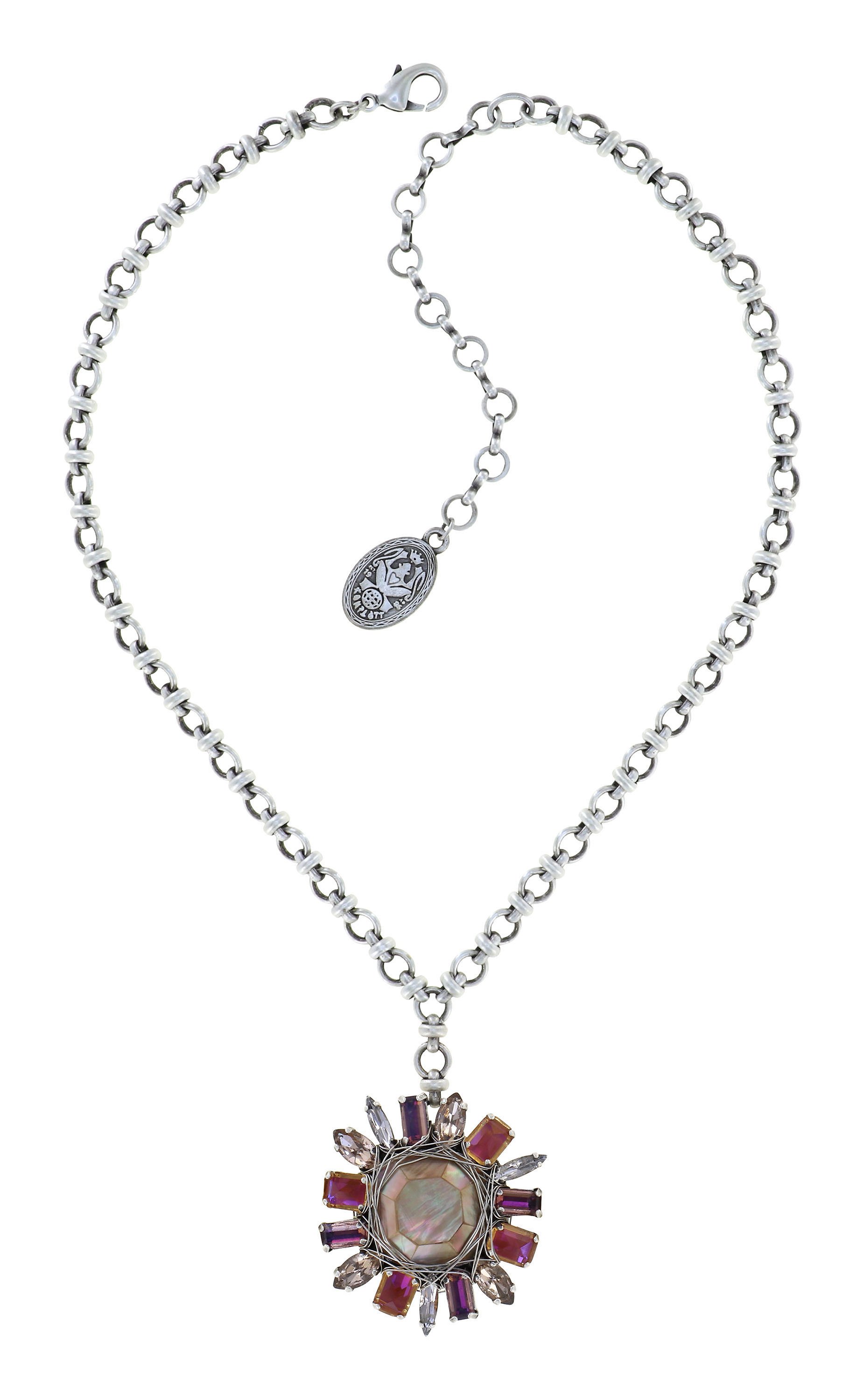 image for Necklace Pendant Cocktail at the Beach Pink / Brown  size M