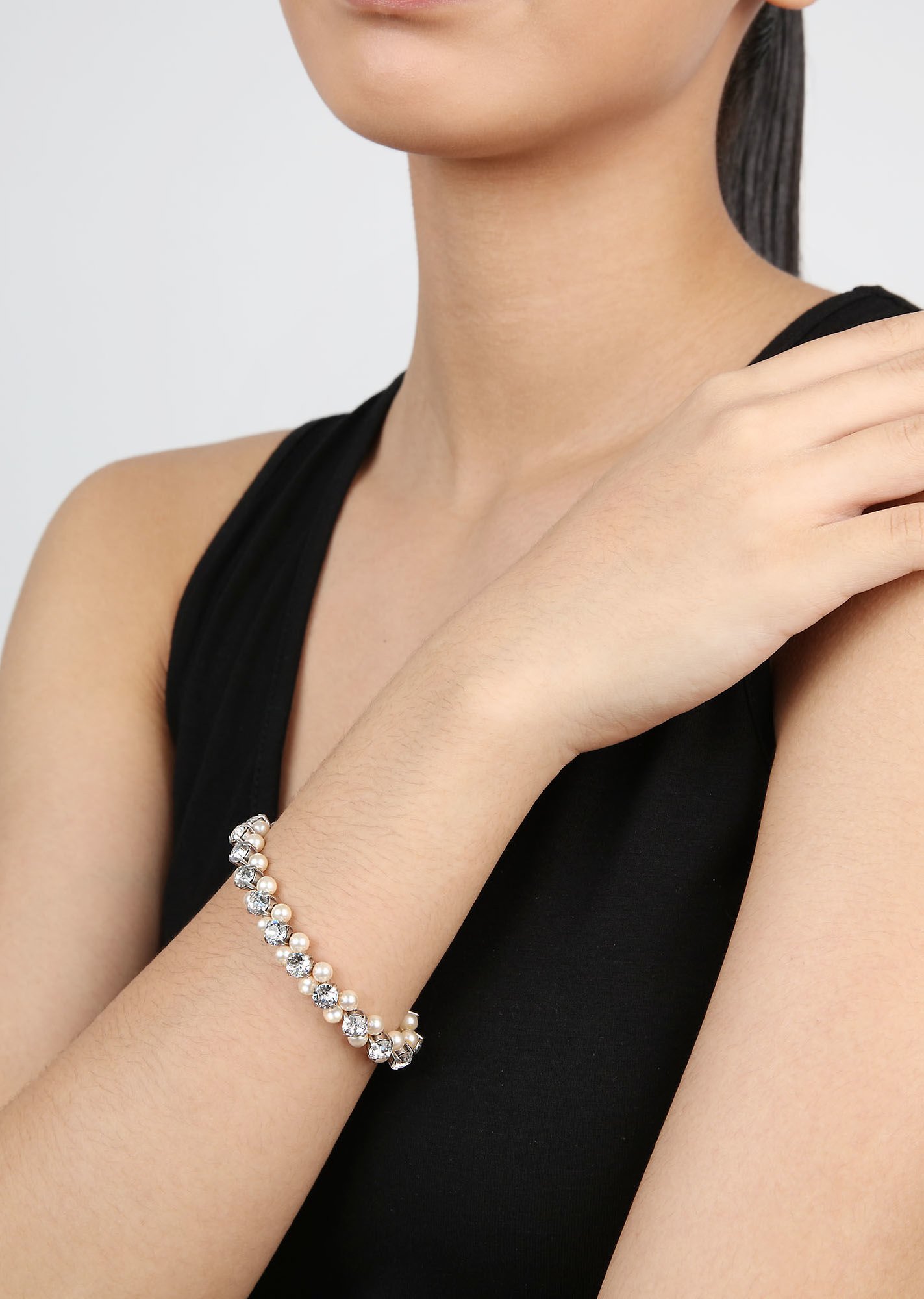 Bild für Armband elastisch Pearl Shadow weiß Kristall Medium