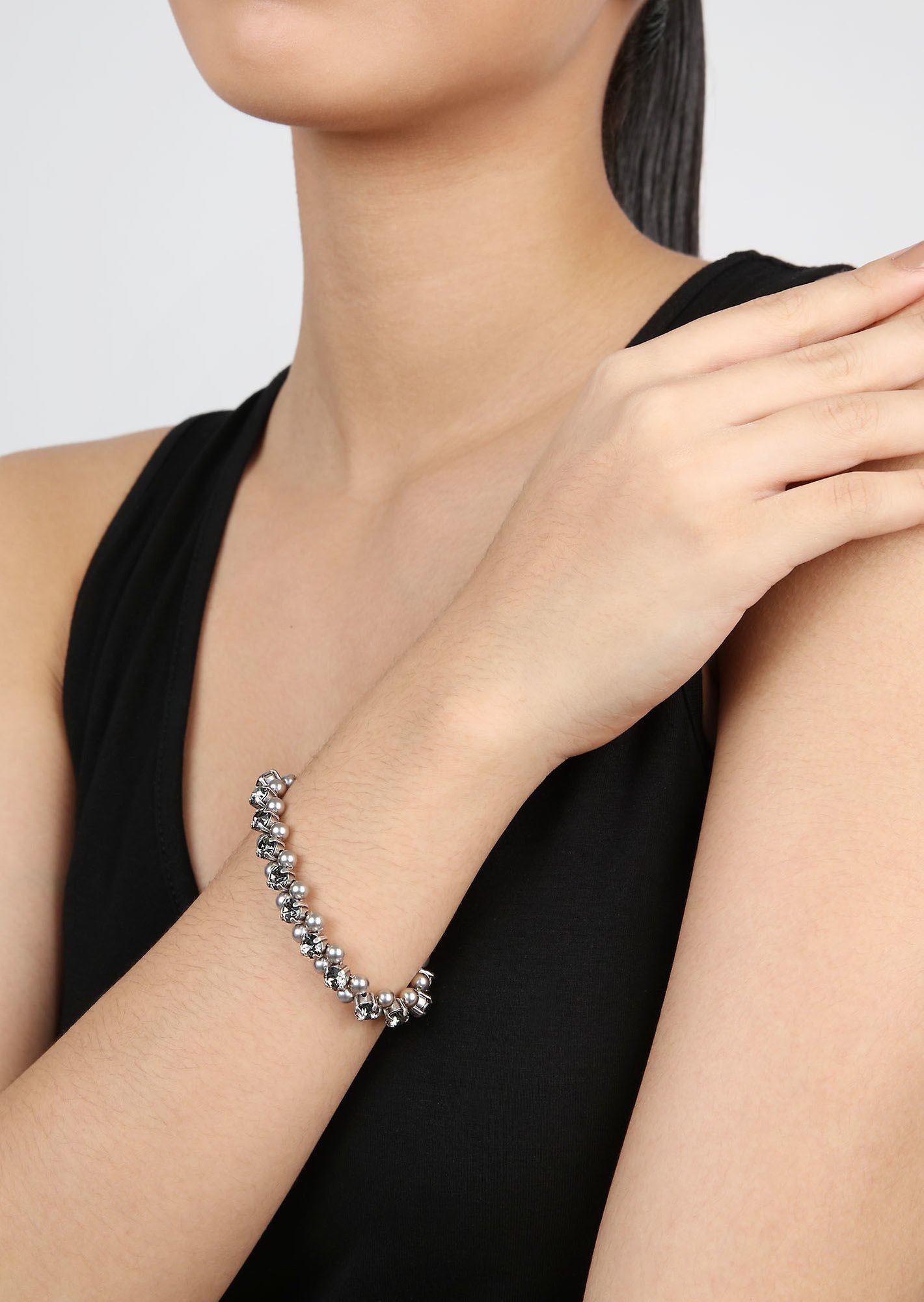 Bild für Armband elastisch Pearl Shadow Grau Schwarzer Diamant Medium