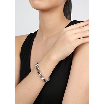 image pour Bracelet elastic Pearl Shadow grey black diamond medium