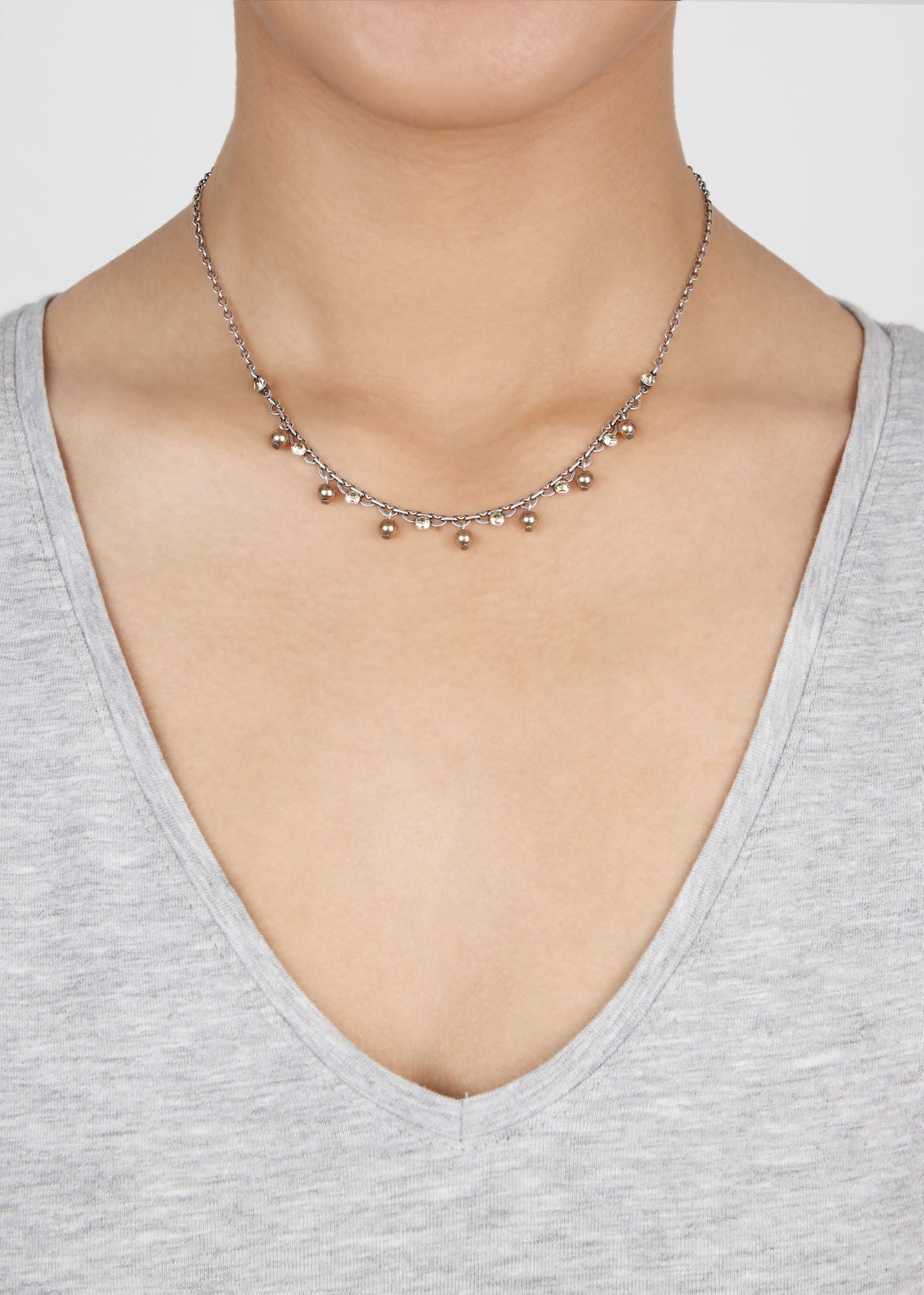 image pour Collier Pearl Shadow Beige crystal golden shadow 