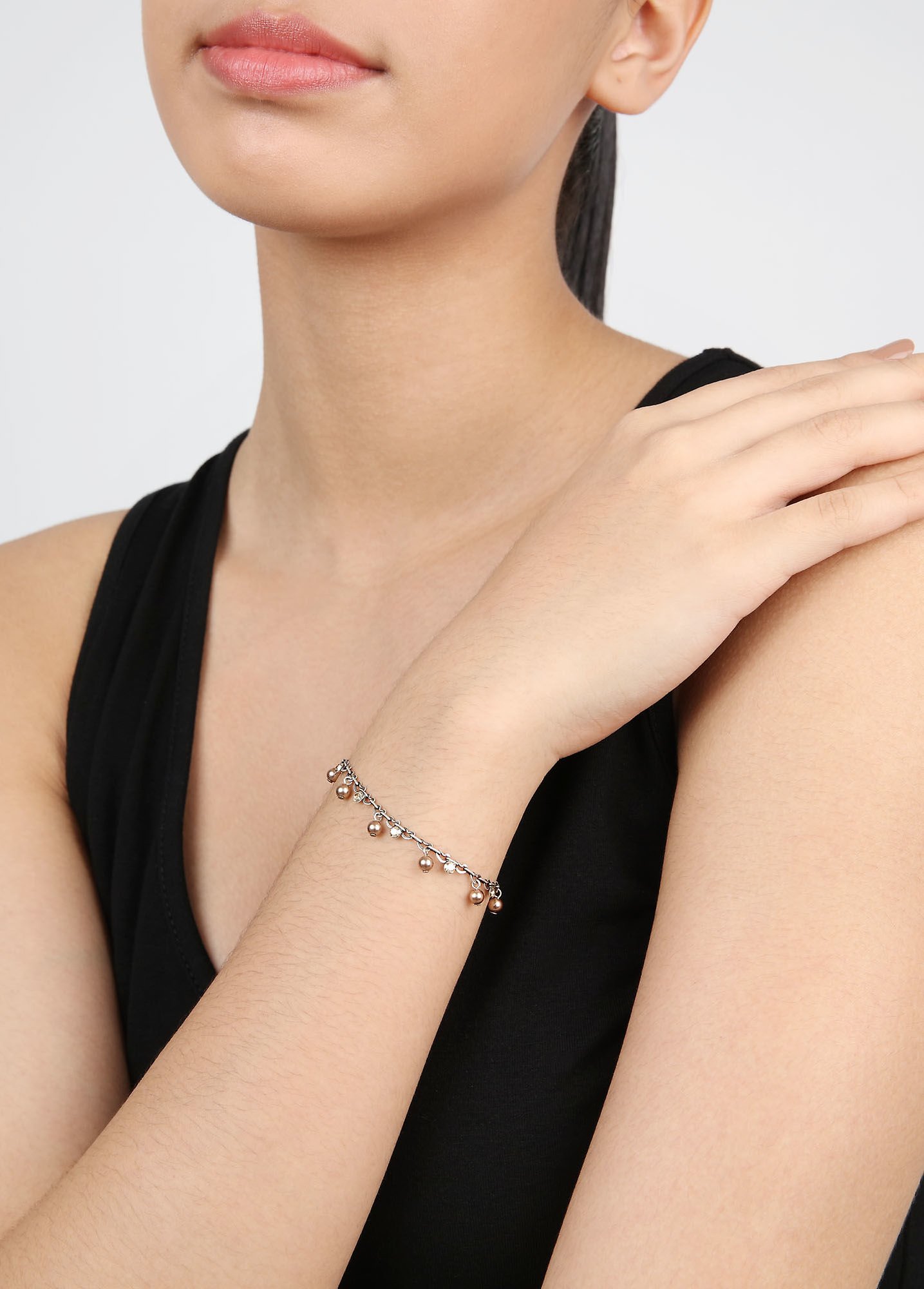 Bild für Armband Pearl Shadow Beige Kristall goldener Schatten 