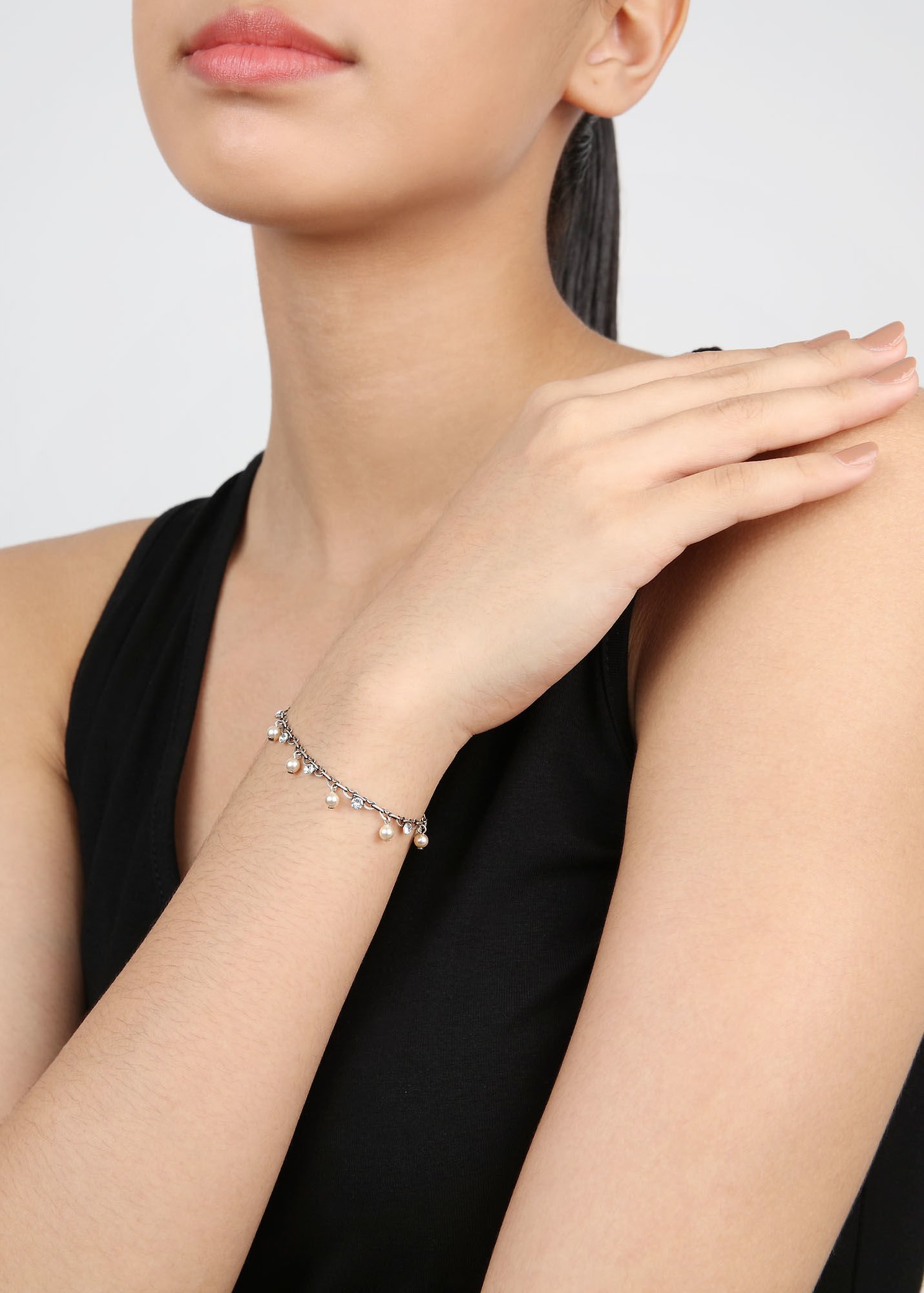 image for Bracelet Pearl Shadow White crystal 