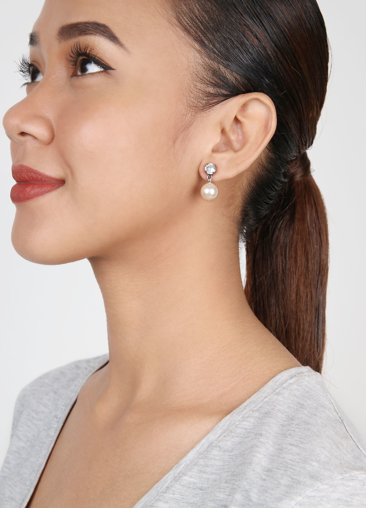 image pour Clou d'oreille pendant Pearl Shadow Blanc crystal 