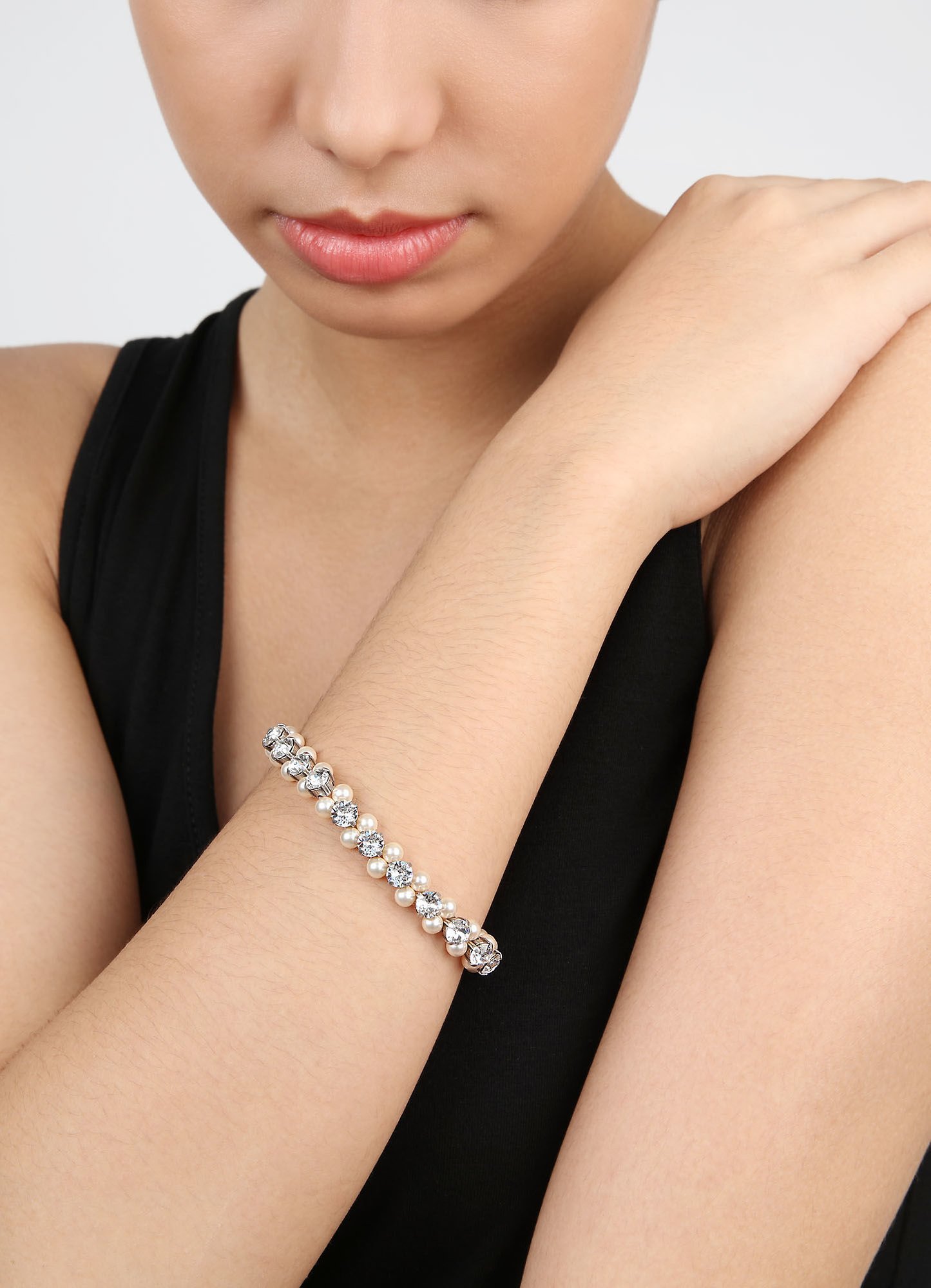 Bild für Armband elastisch Pearl Shadow weiß Kristall groß