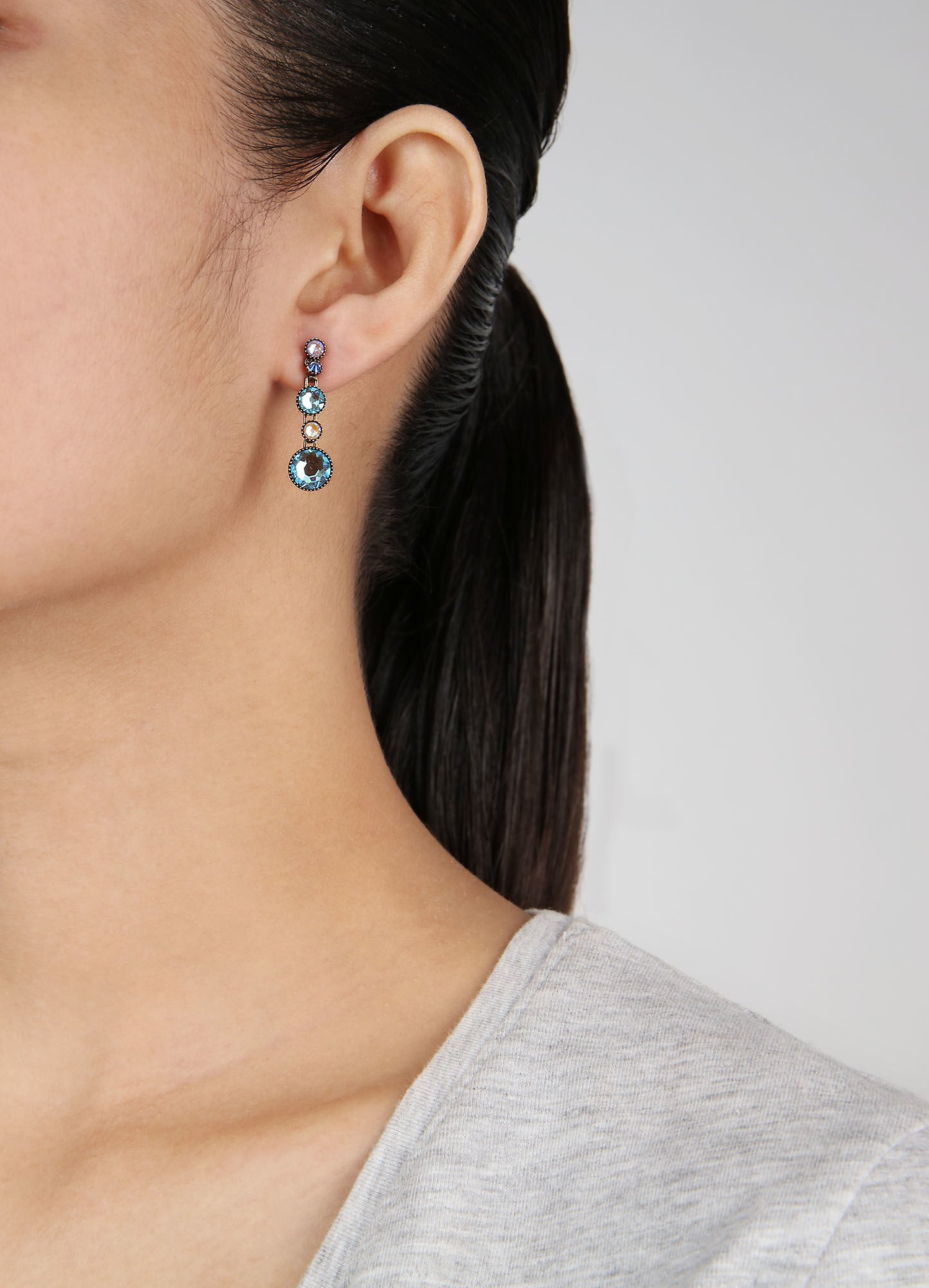 image for Earring Stud Dangling Water Cascade Beach Sea Sun blue/brown 