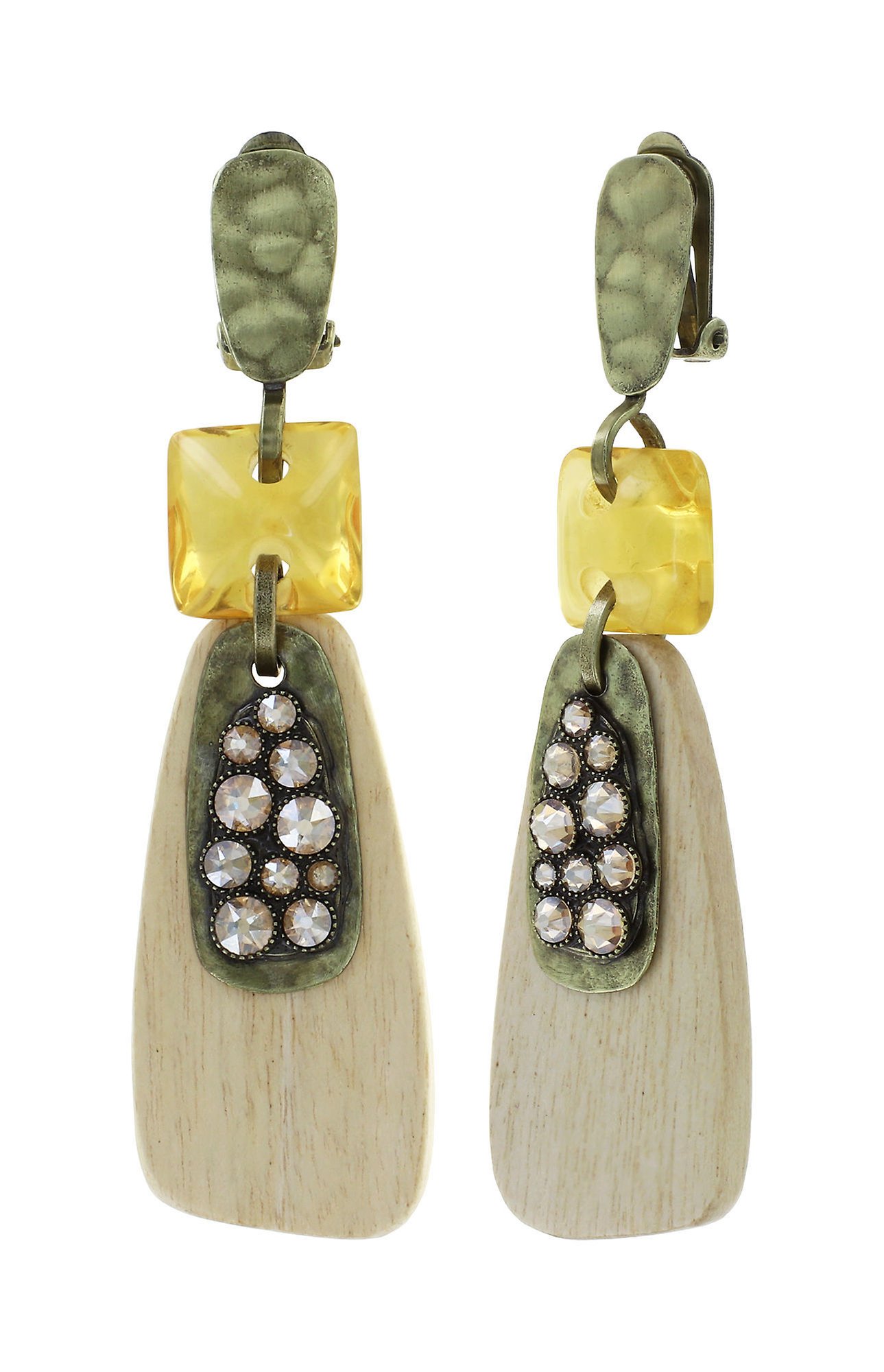 Kép Earring clip dangling Earth, Wind and Business Beige  