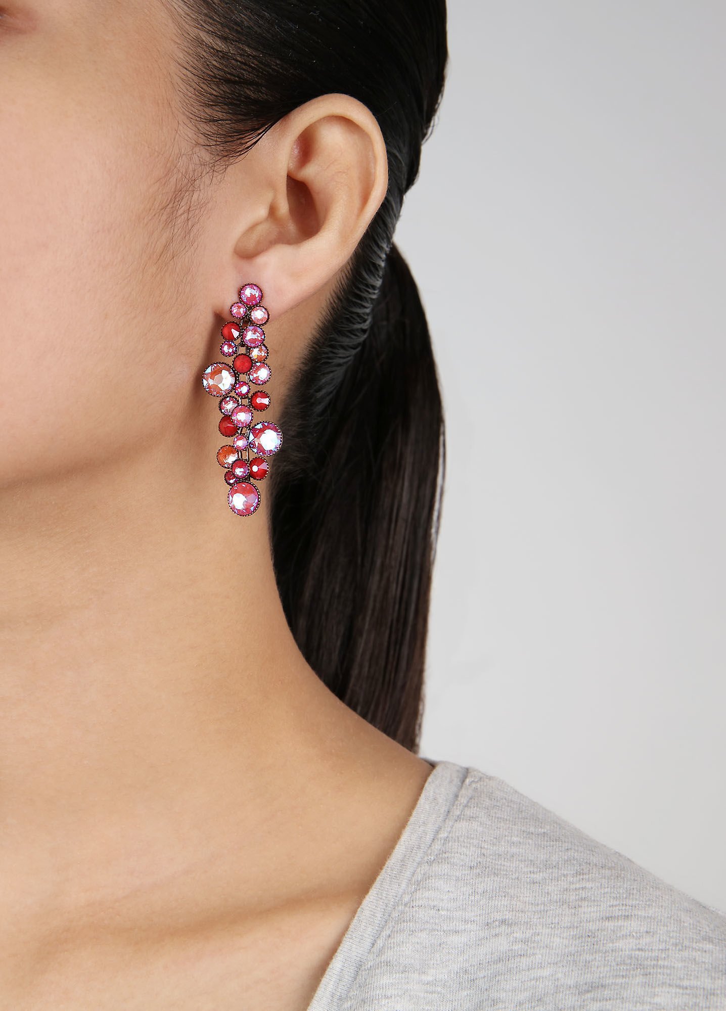 image for Earring stud dangling Water Cascade Watermelon coralline 