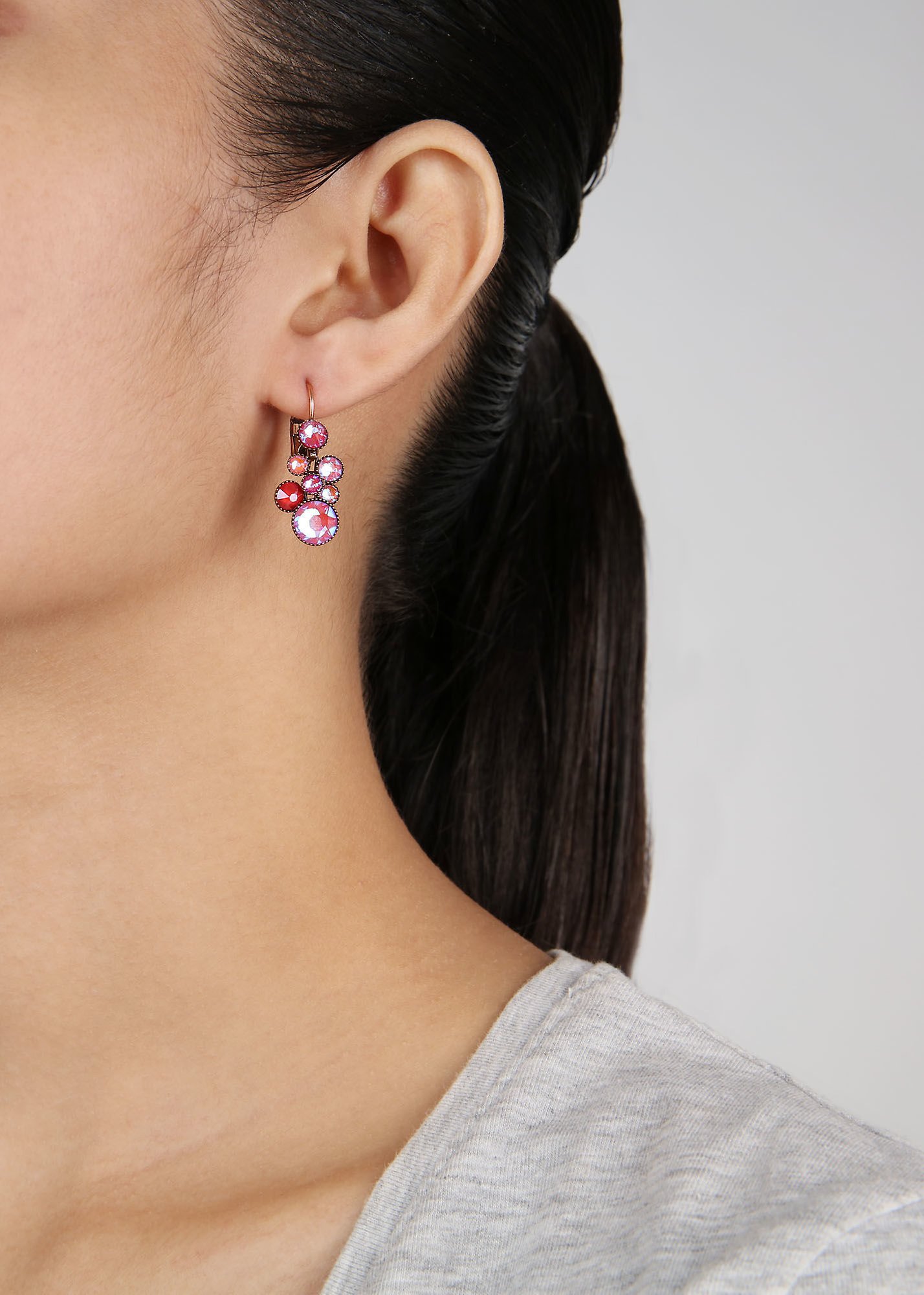 image for Earring Eurowire Dangling Water Cascade Watermelon coralline 