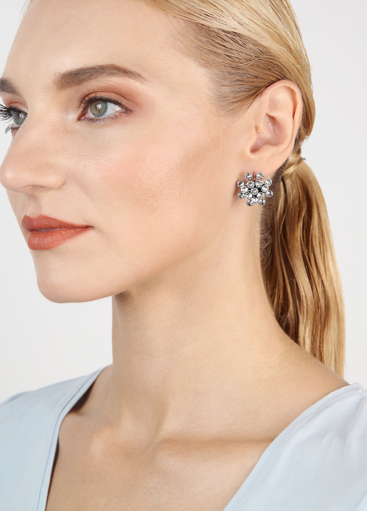 image for Earring Eurowire Magic Fireball White crystal Classic Size (21mm Ø)