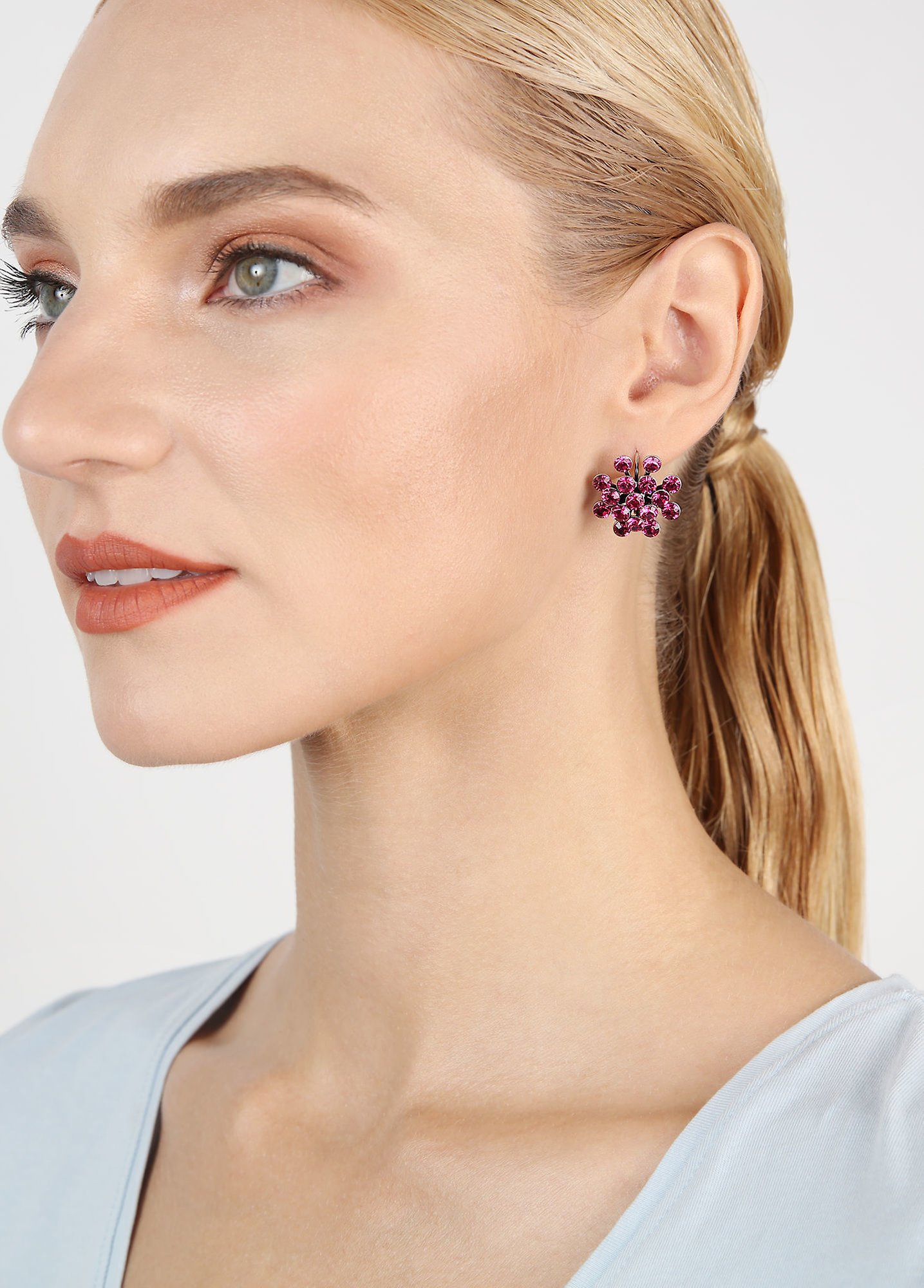 image for Earring eurowire Magic Fireball Dark Rose fuchsia Classic Size (21mm Ø)