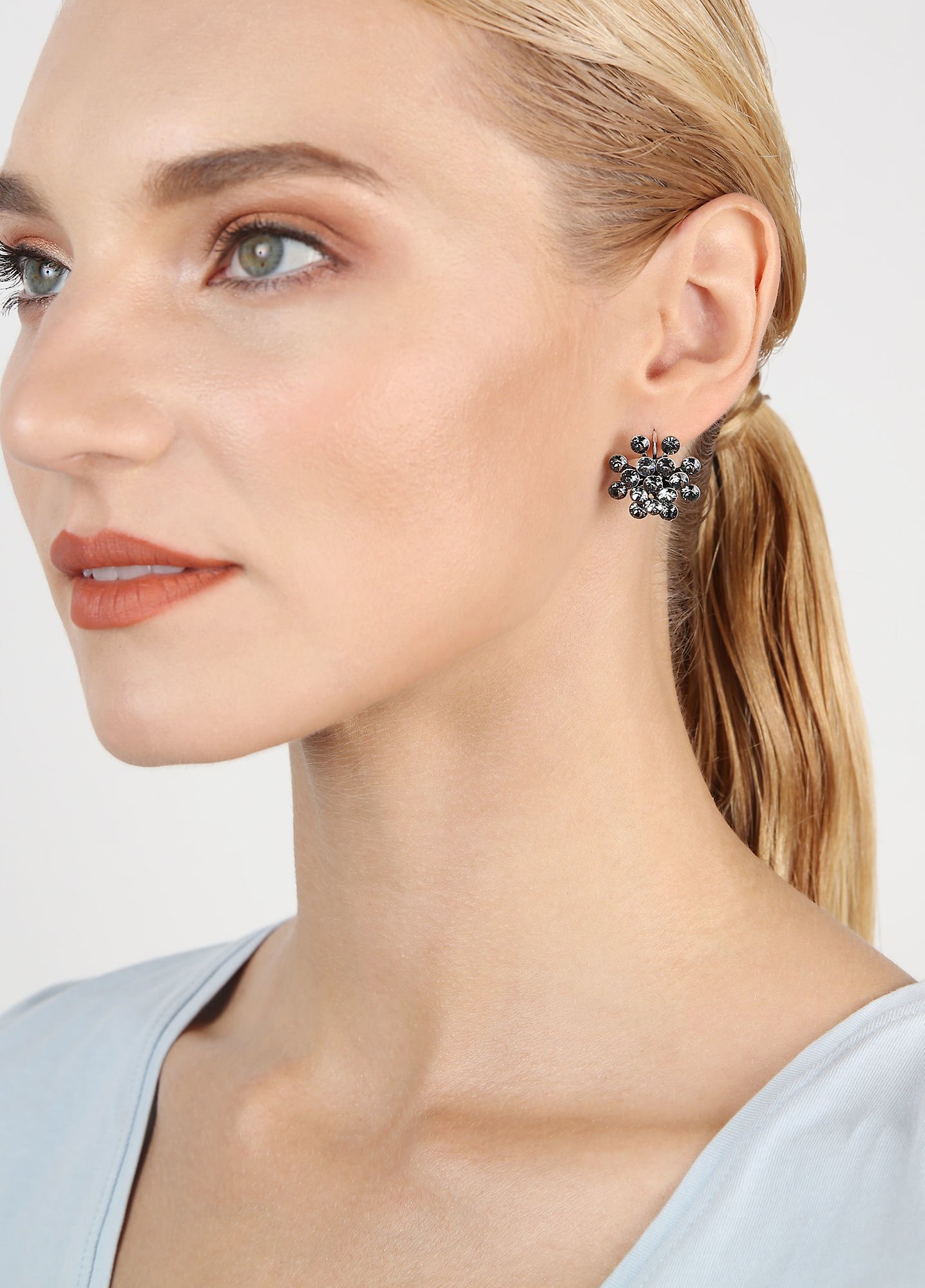 image for Earring Eurowire Magic Fireball Grey crystal night fall Classic Size (21mm Ø)