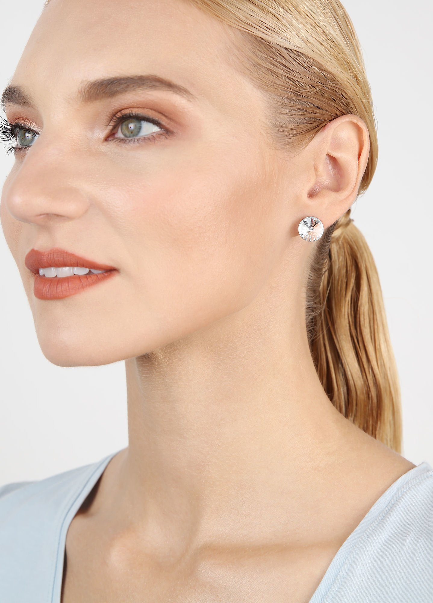 image for Earring Stud Rivoli White crystal 12 mm