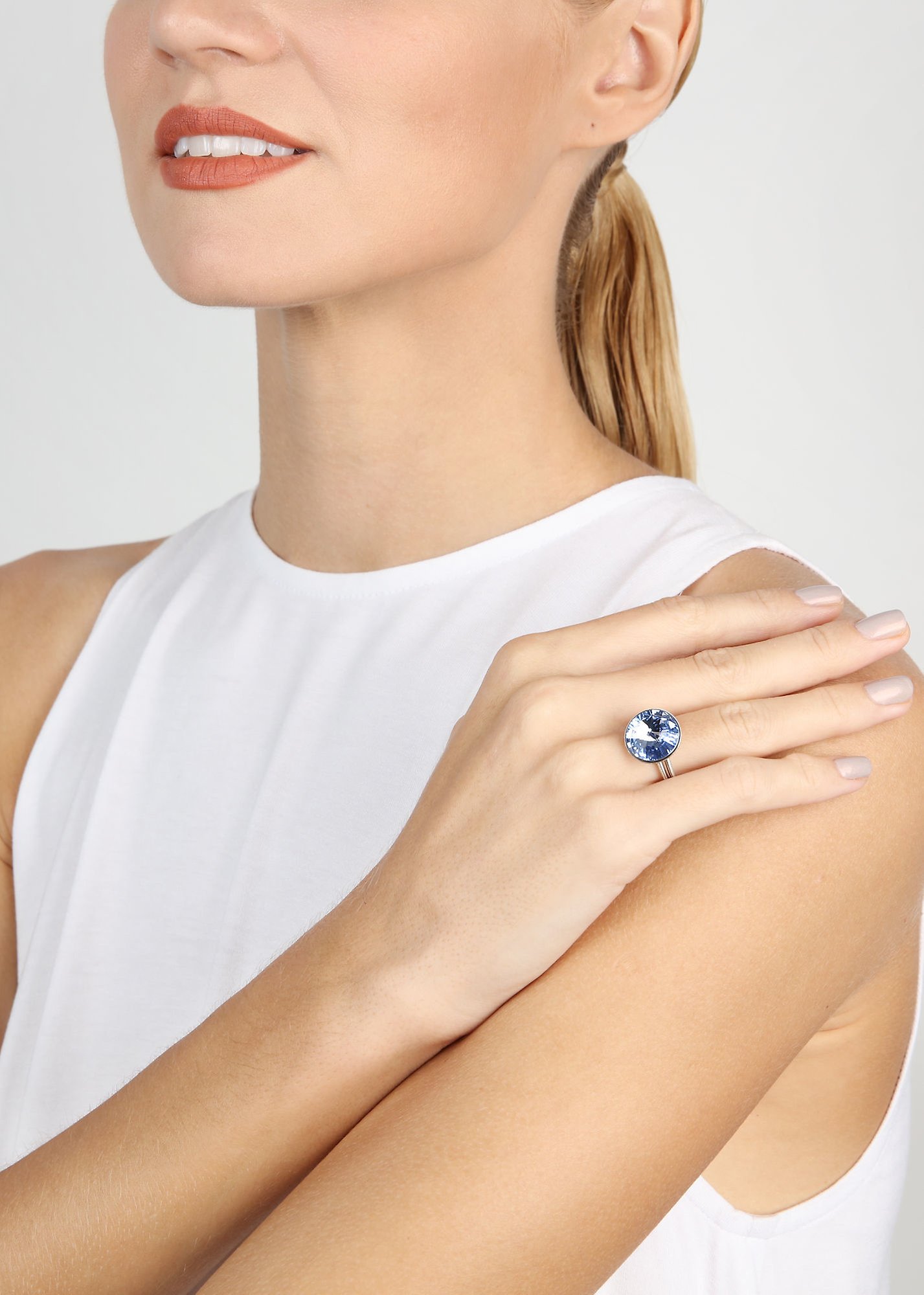 image pour Anneau Rivoli Bleu Clair light sapphire 14mm