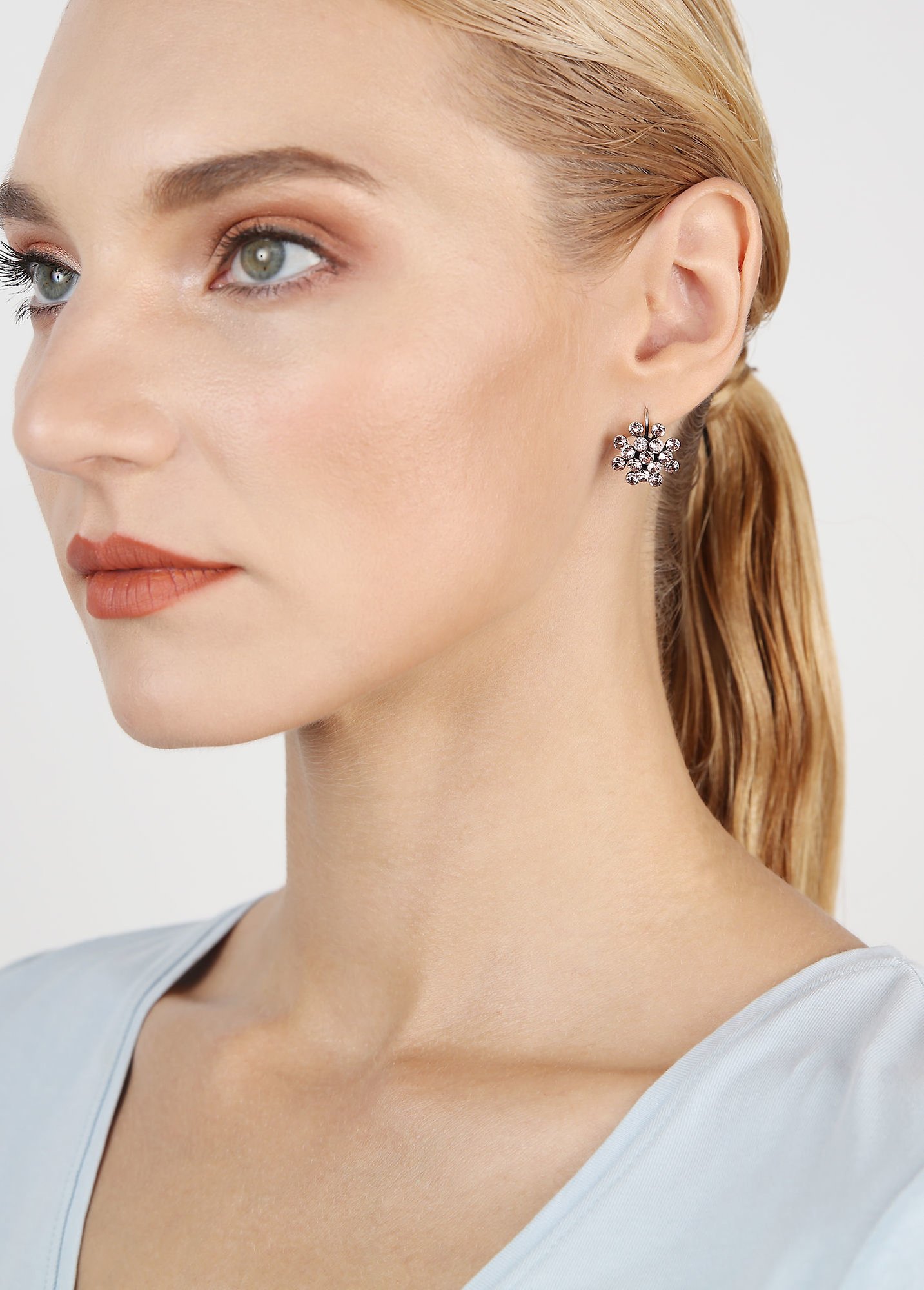 image for Earring Eurowire Magic Fireball Pink vintage rose mini