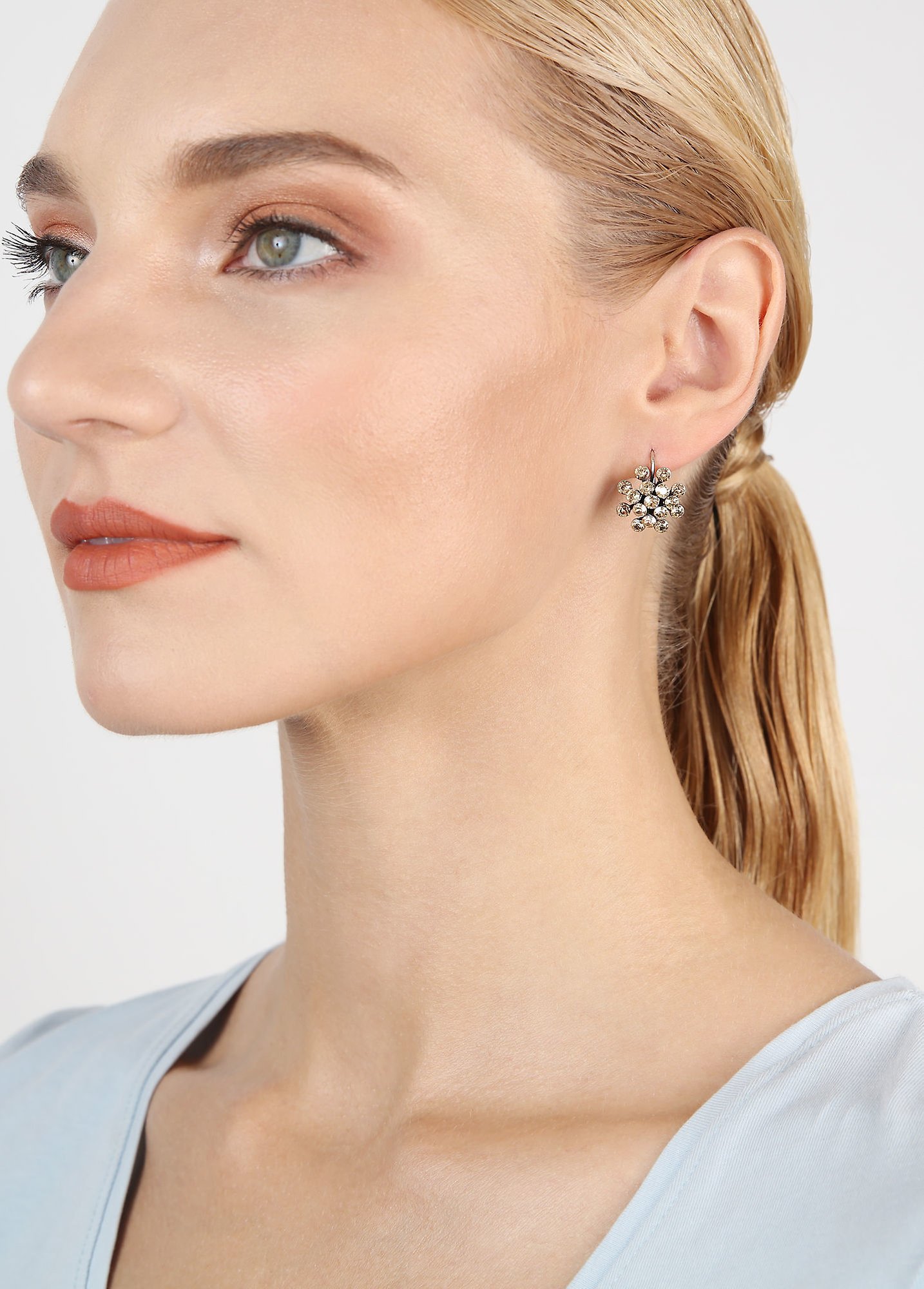 image pour Boucles d'oreilles Eurowire Magic Fireball Beige crystal golden shadow mini