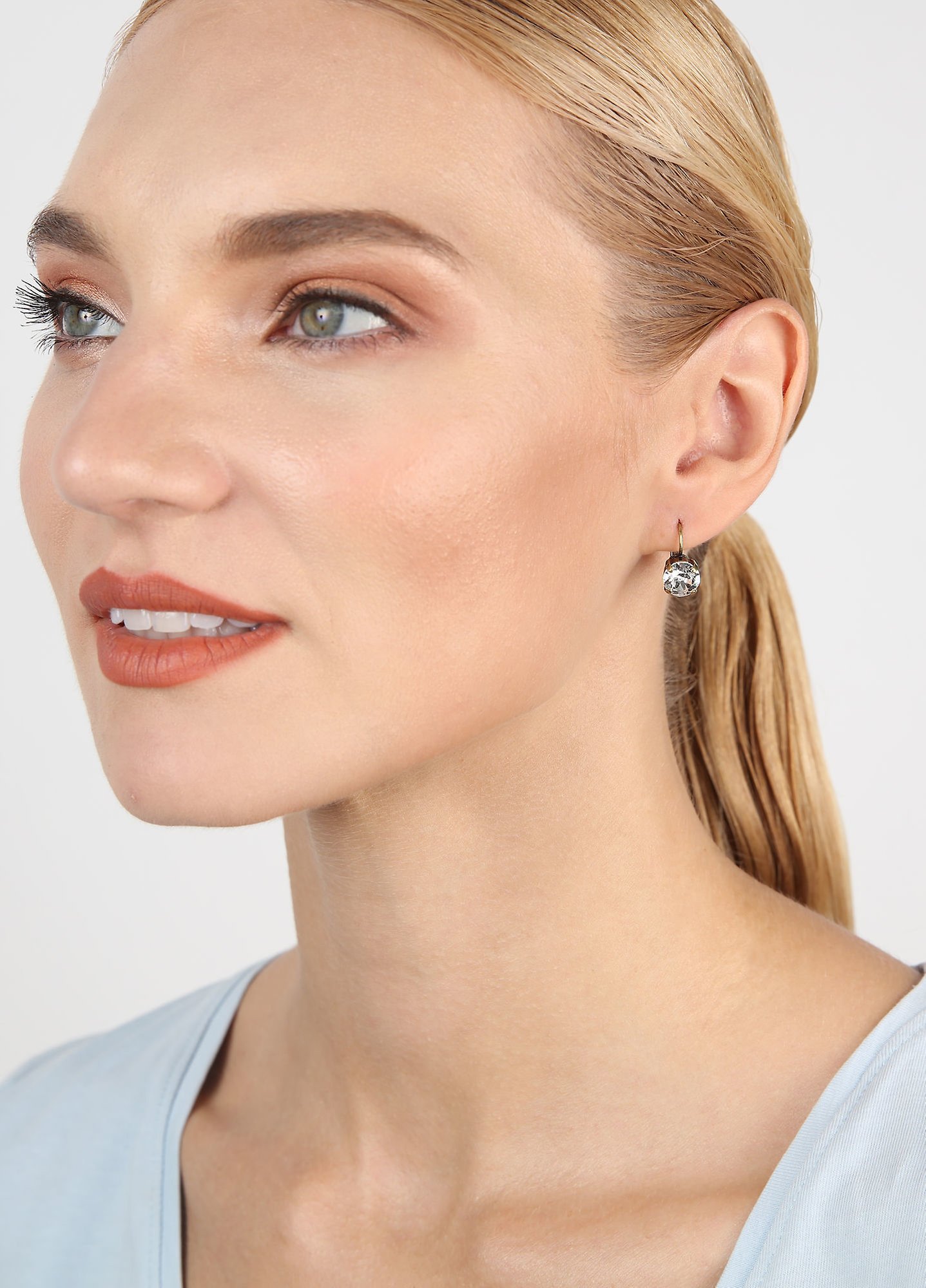 image for Earring Eurowire Black Jack White crystal SS 39