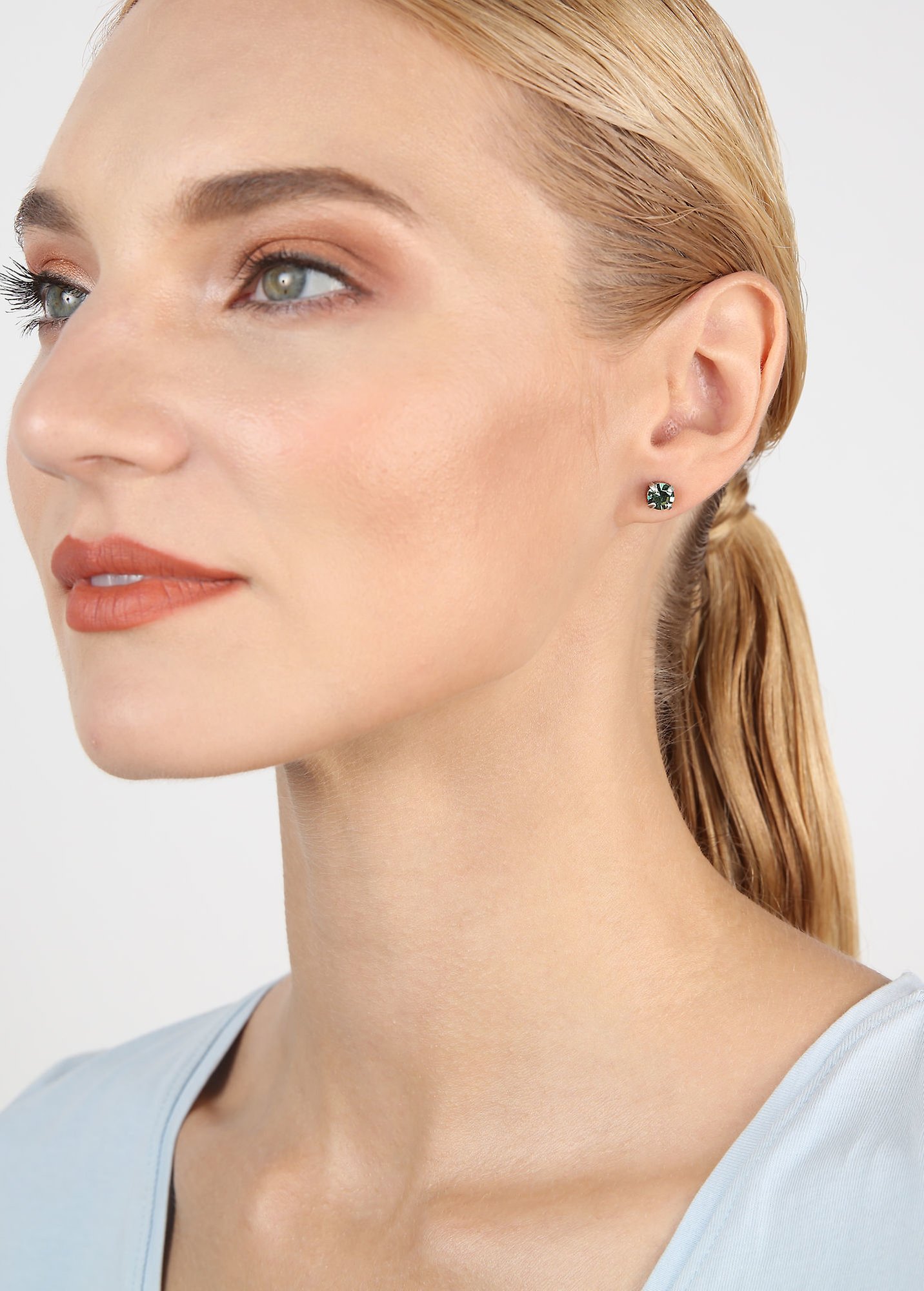 image for Earring Stud Black Jack Green erinite SS 29