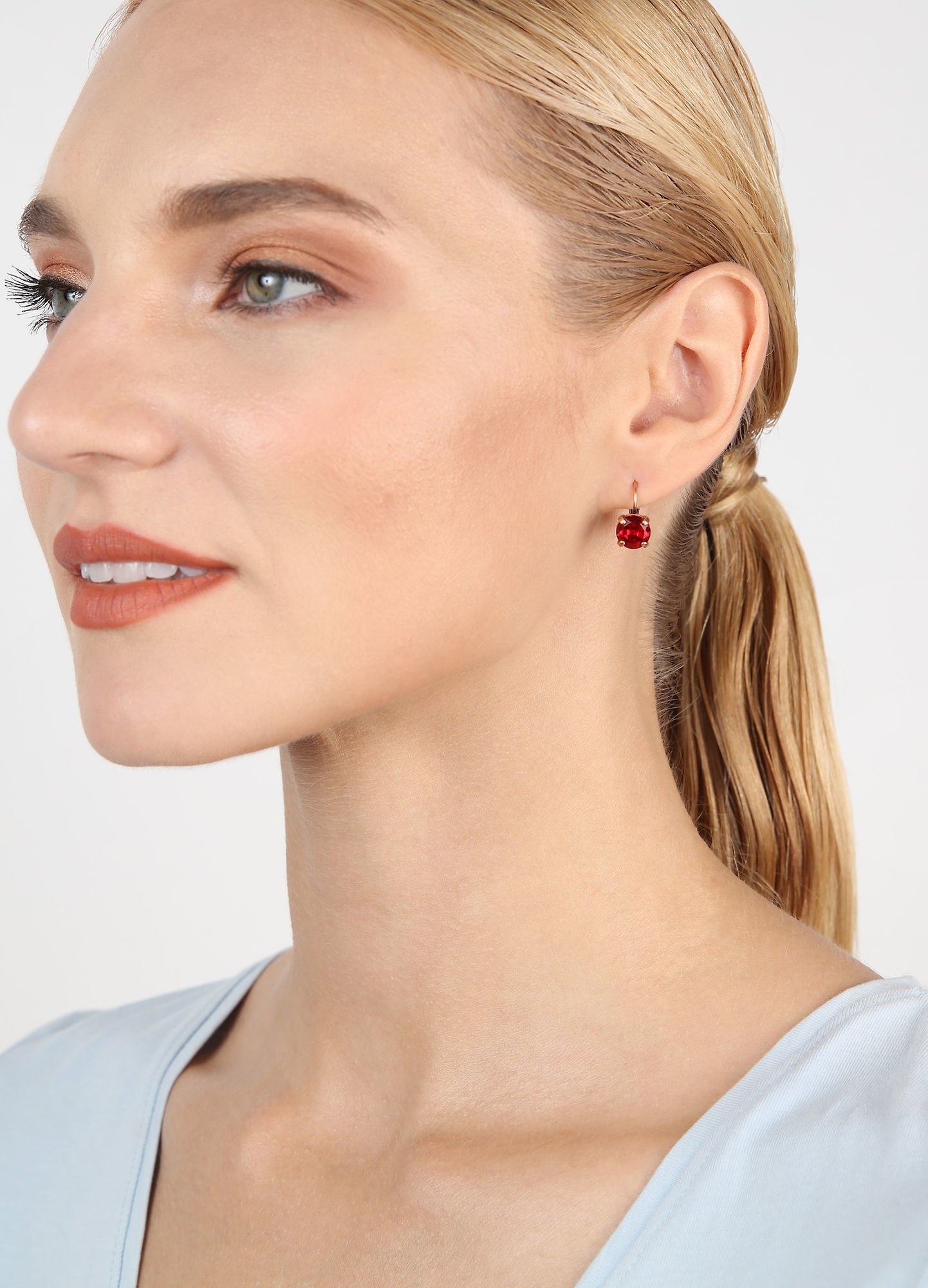 image for Earring Eurowire Black Jack Red siam SS 39