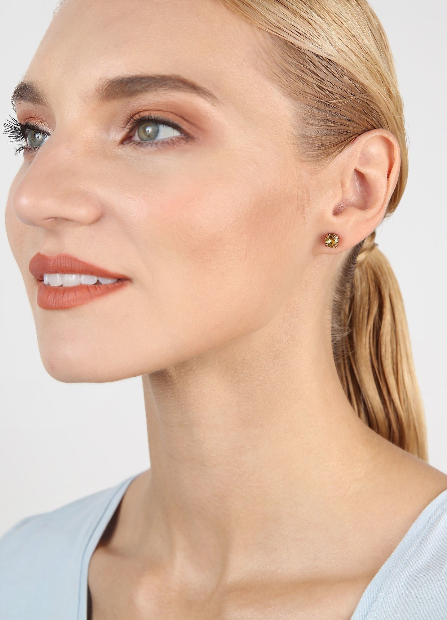 image for Earring Stud Black Jack Yellow lt.topaz SS 29