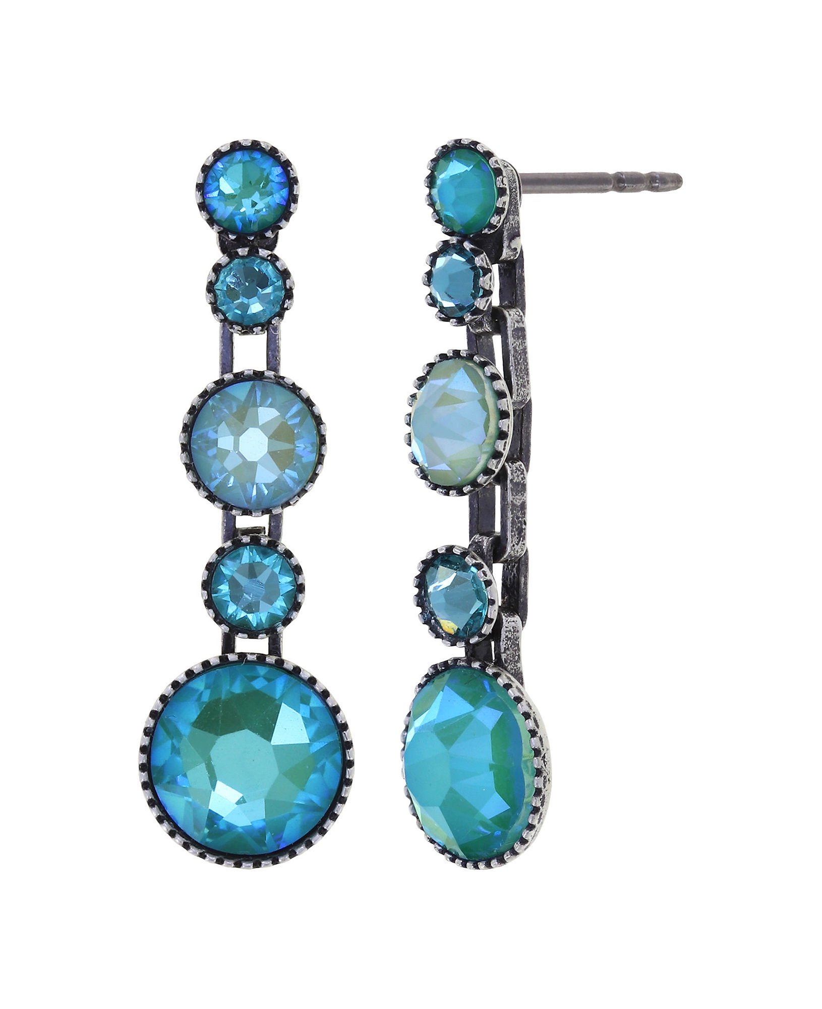 image for Earring stud dangling Water Cascade Light Blue  