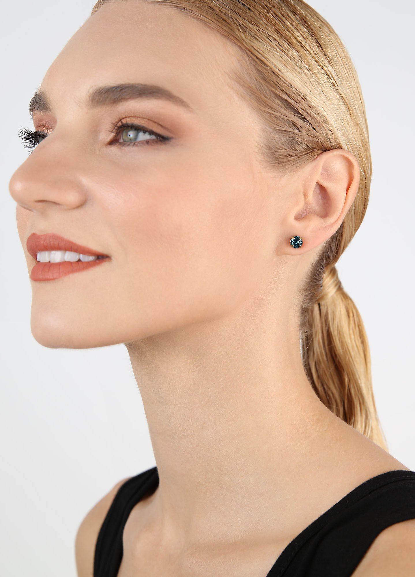 image for Earring Stud Black Jack Blue indicolite SS 29