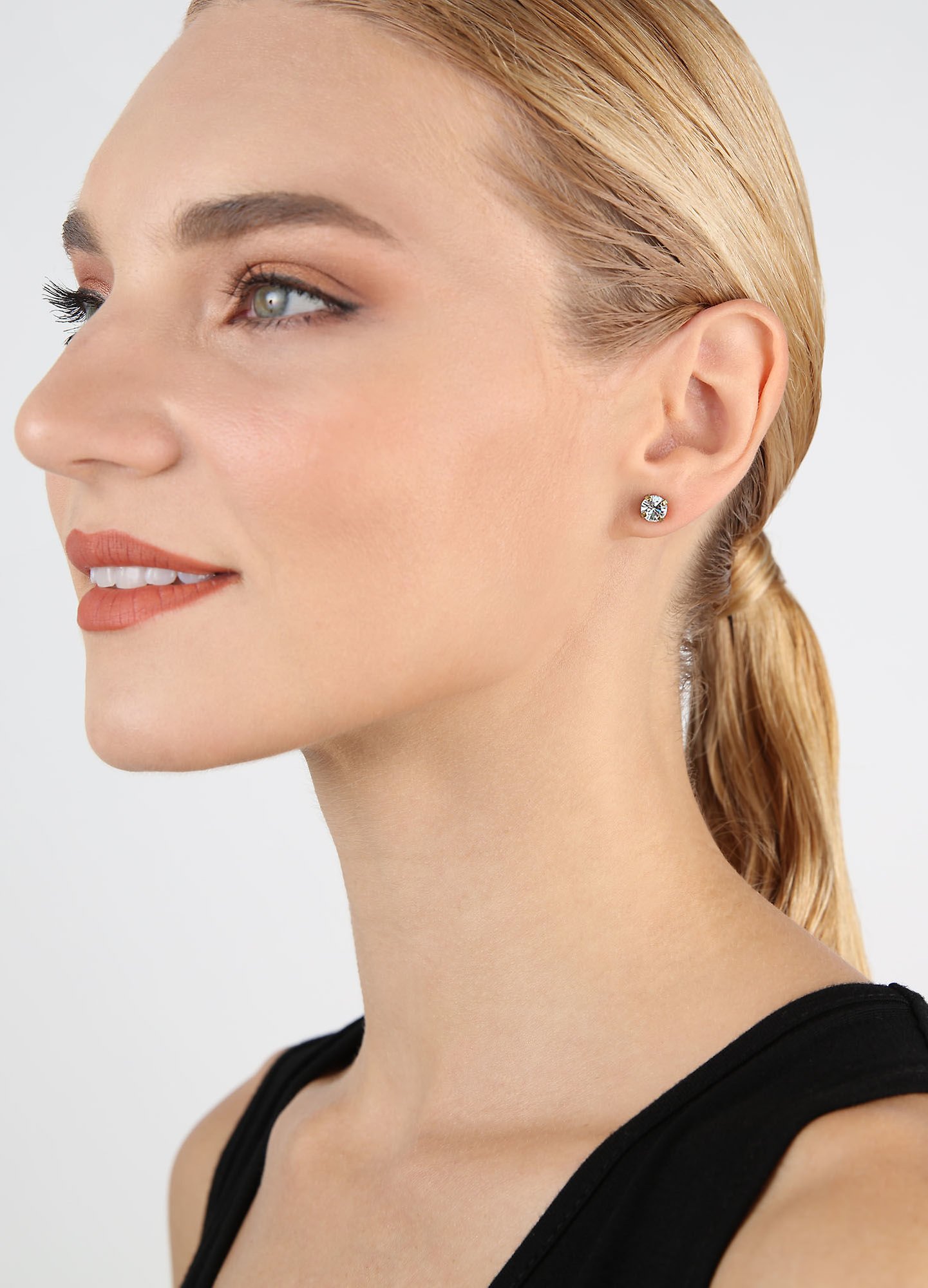 image for Earring Stud Black Jack White crystal SS 29