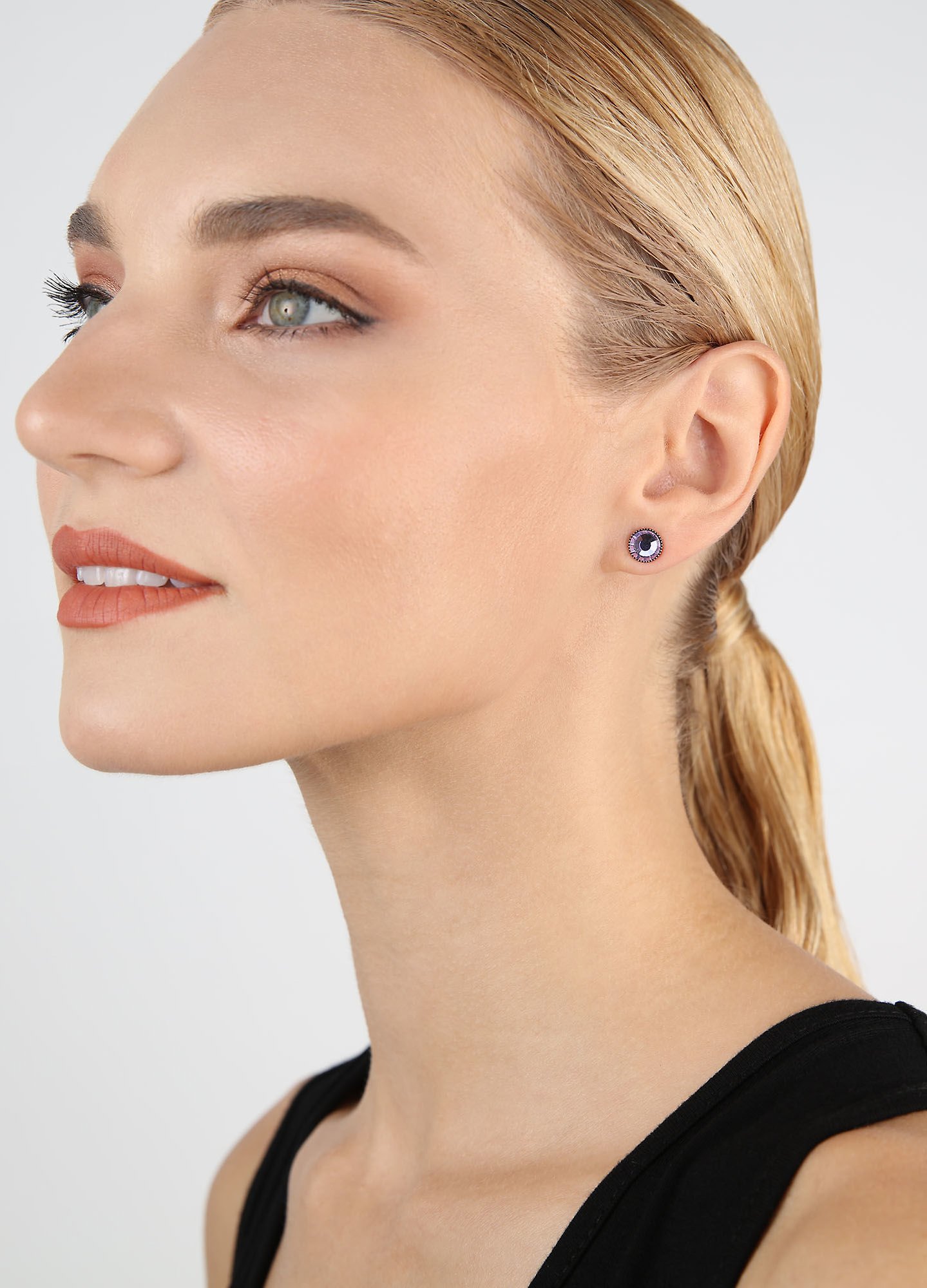 Bild für Ohrstecker flach Black Jack Lila Veilchen SS 34