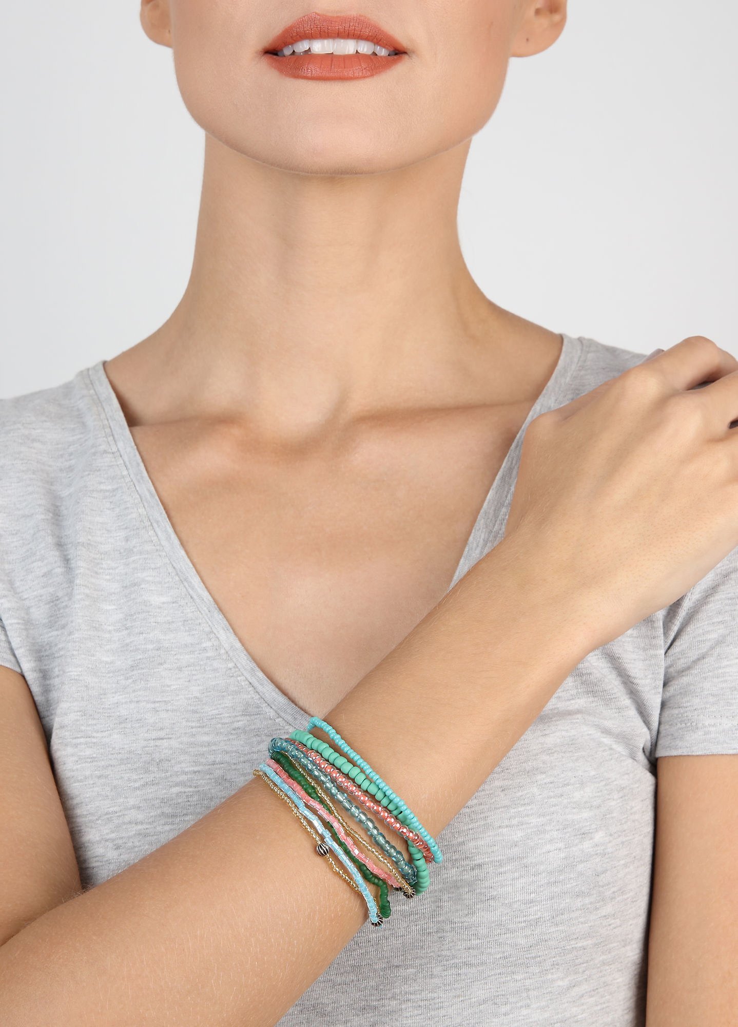 Bild für Armband elastisch Petit Glamour d´Afrique Grün / Pink  