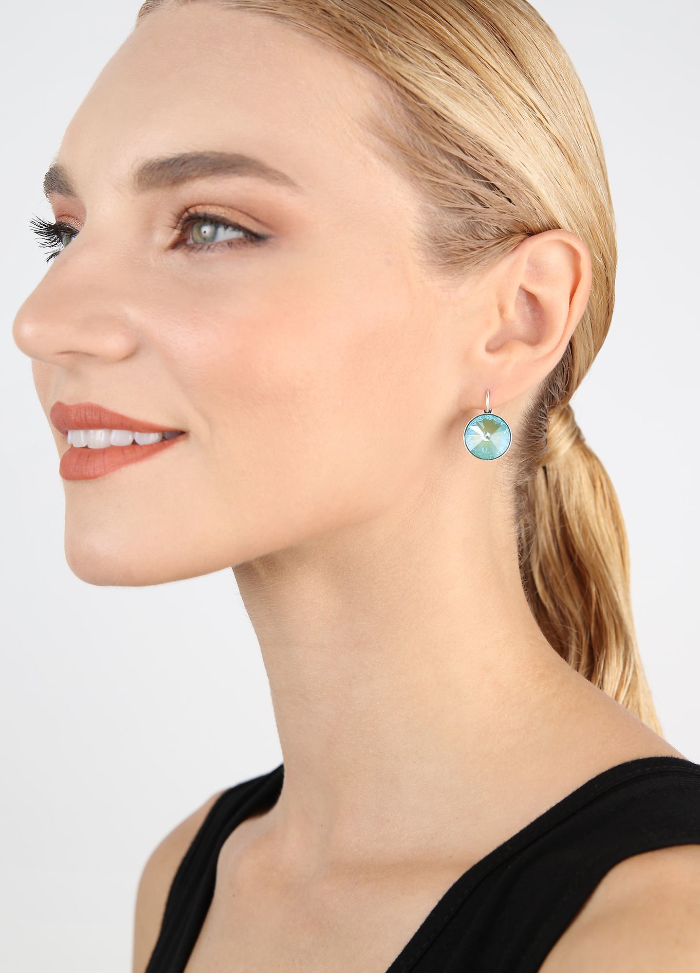 image pour Boucles d'oreilles Eurowire Rivoli Bleu Clair crystal silky sage delite 14mm