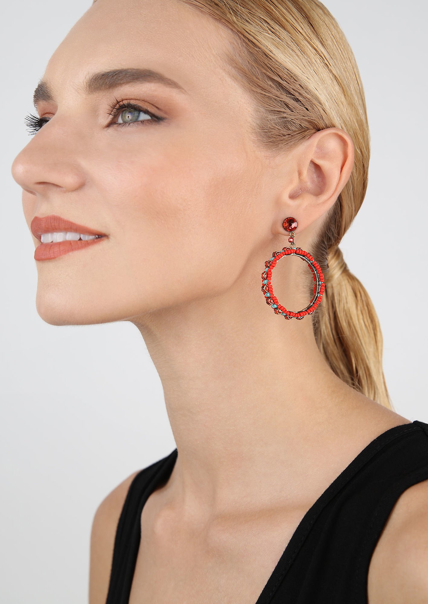 image for Earring Stud Dangling Festival de Luxe coralline/green  