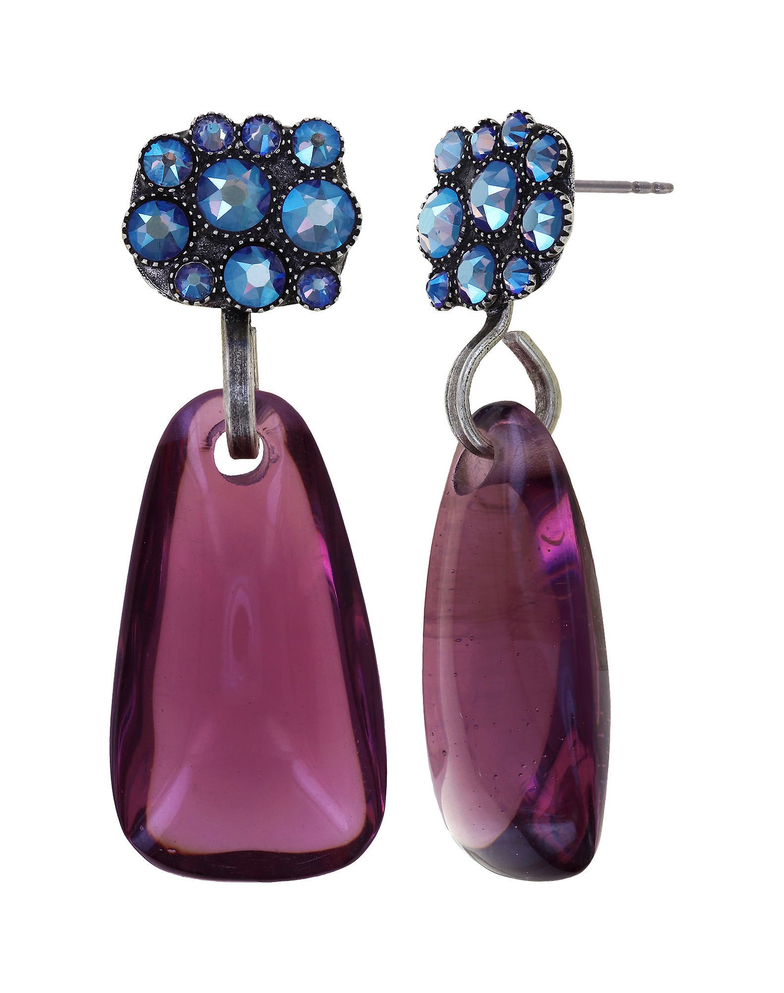 image pour Clou d'oreille pendant Earth, Wind and Business Bleu / Lila  