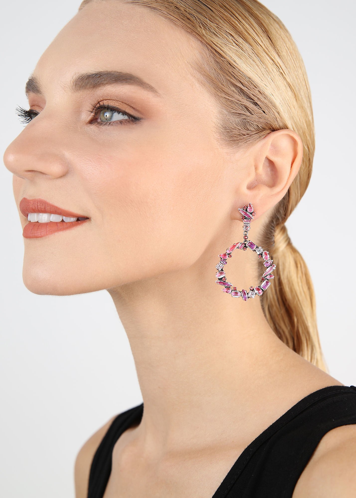 image for Earring Stud Dangling Abegail Pink  