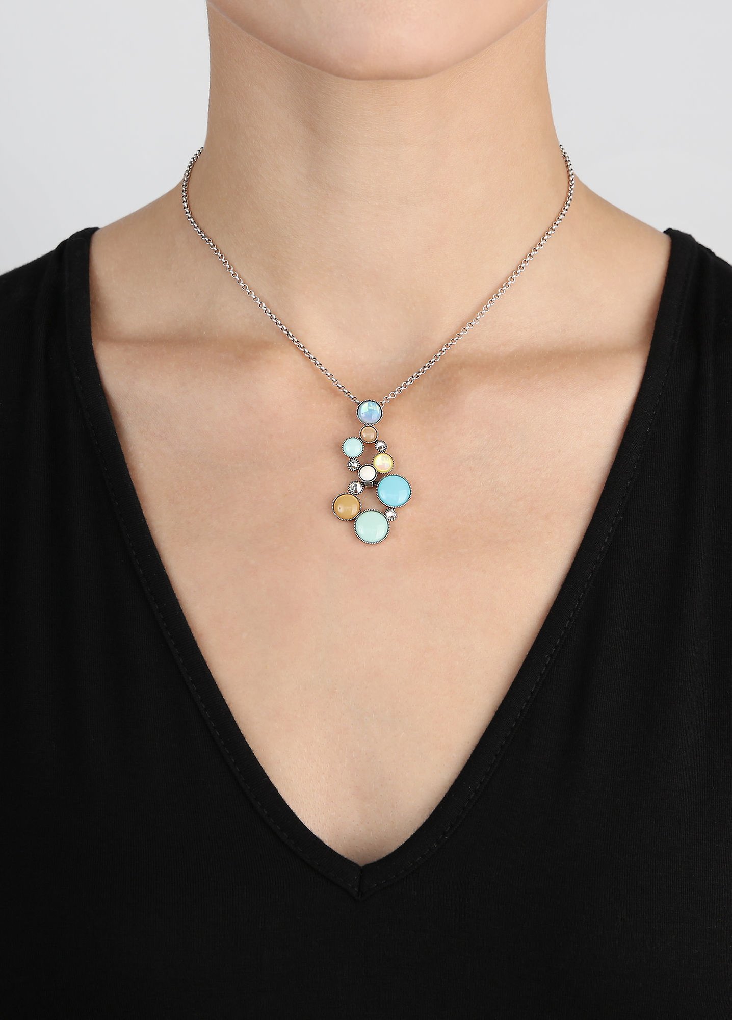 image for Necklace Pendant Shopping Drops Blue / Brown  