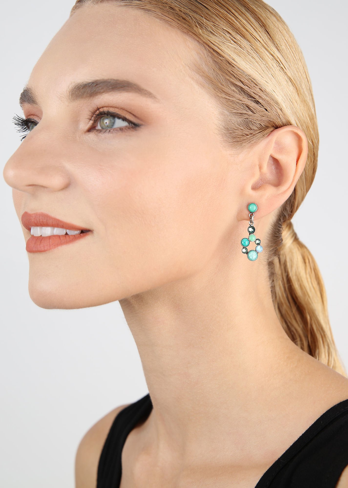 image for Earring stud dangling Shopping Drops Blue / Green  