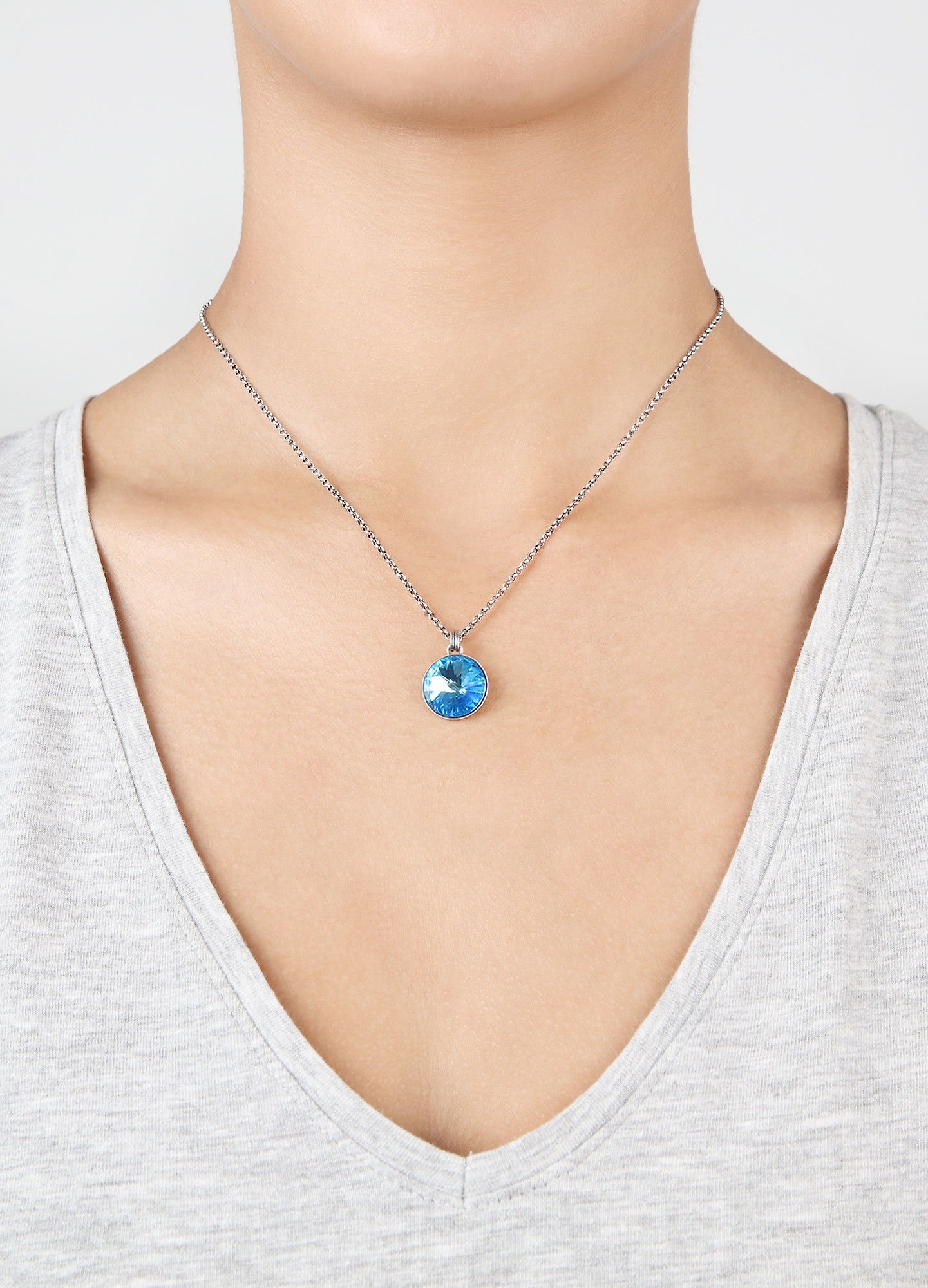 image pour Collier pendant Rivoli Bleu Foncé crystal royal blue delite 14mm