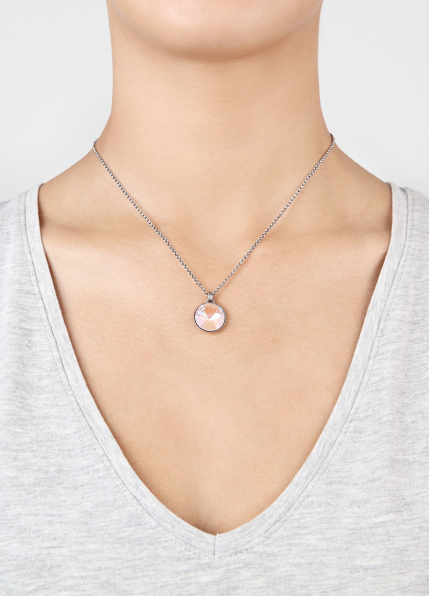 image for Necklace Pendant Rivoli Pink / Lila crystal dusty pink delite 14mm