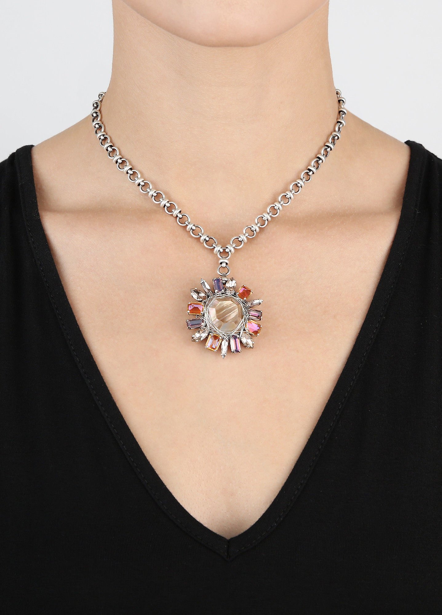 image for Necklace Pendant Cocktail at the Beach Pink / Brown  size M