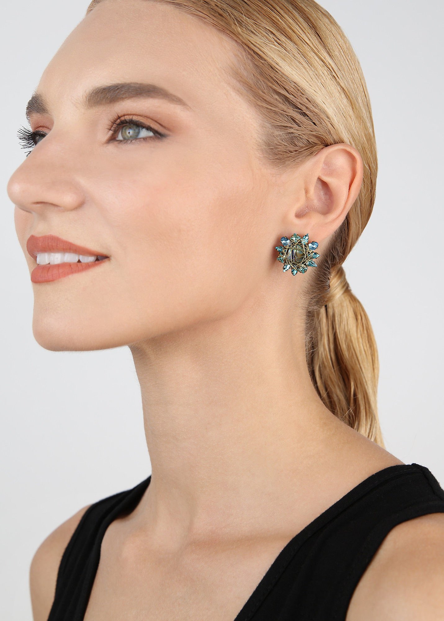 image for Earring Stud Cocktail at the Beach Blue / Green  size S