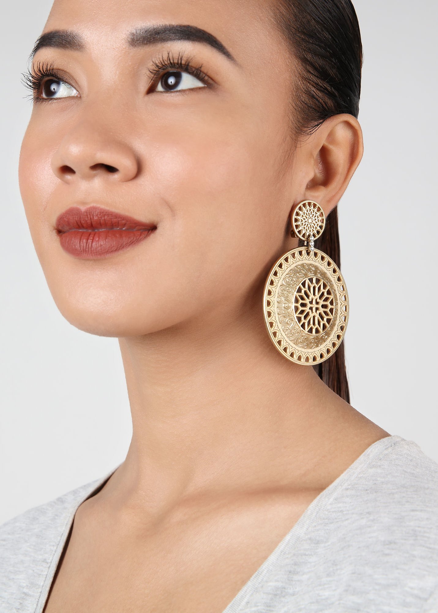 image pour Boucle d'oreille Clip pendante Rosone Or  size 2XL, S