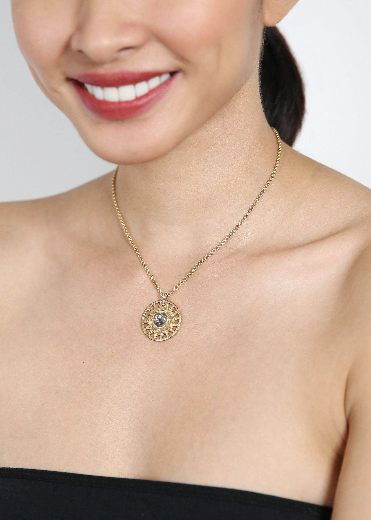 image for Necklace Pendant Rosone Gold  size M