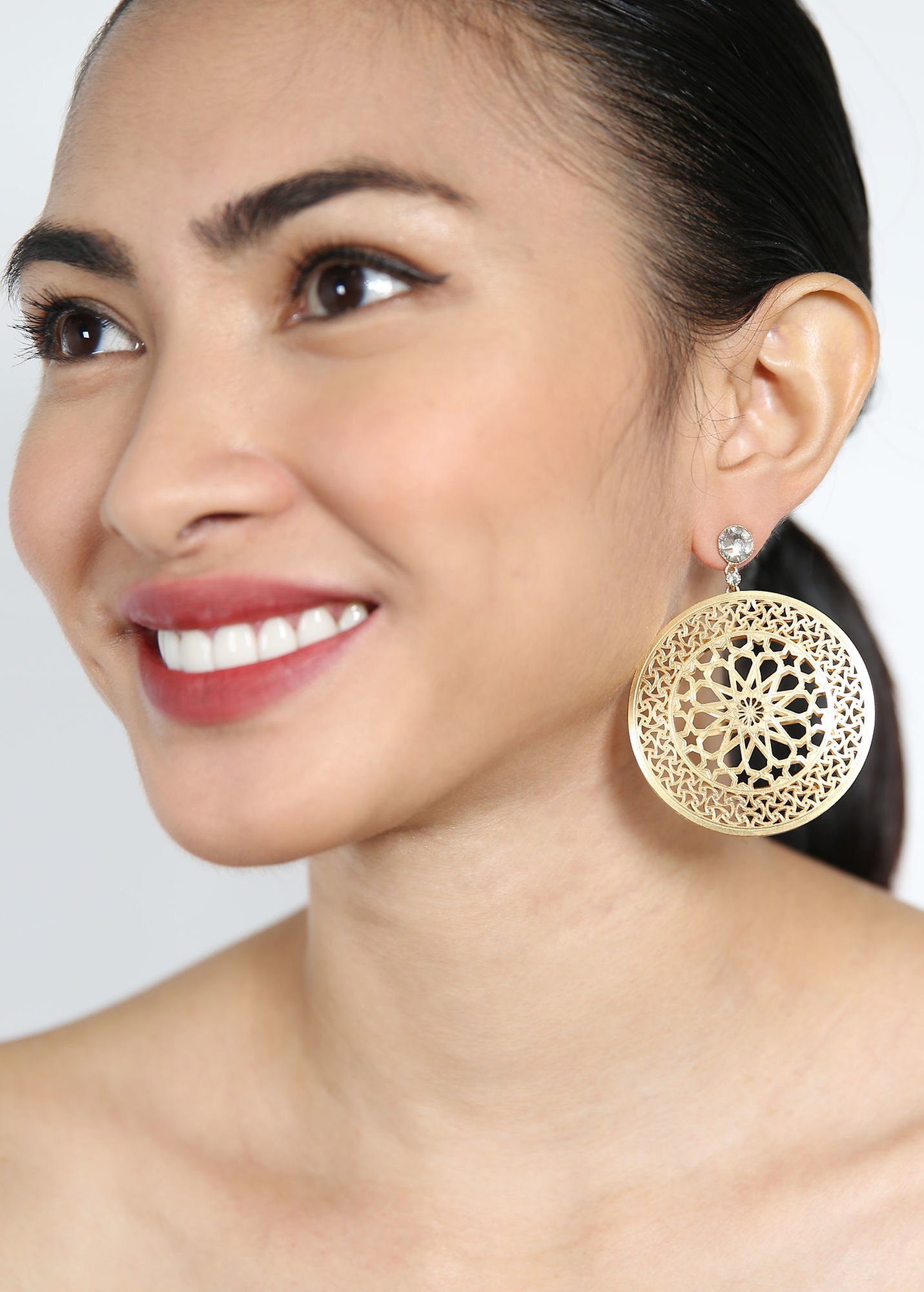 image for Earring Stud Dangling Shades of Light Gold  size L