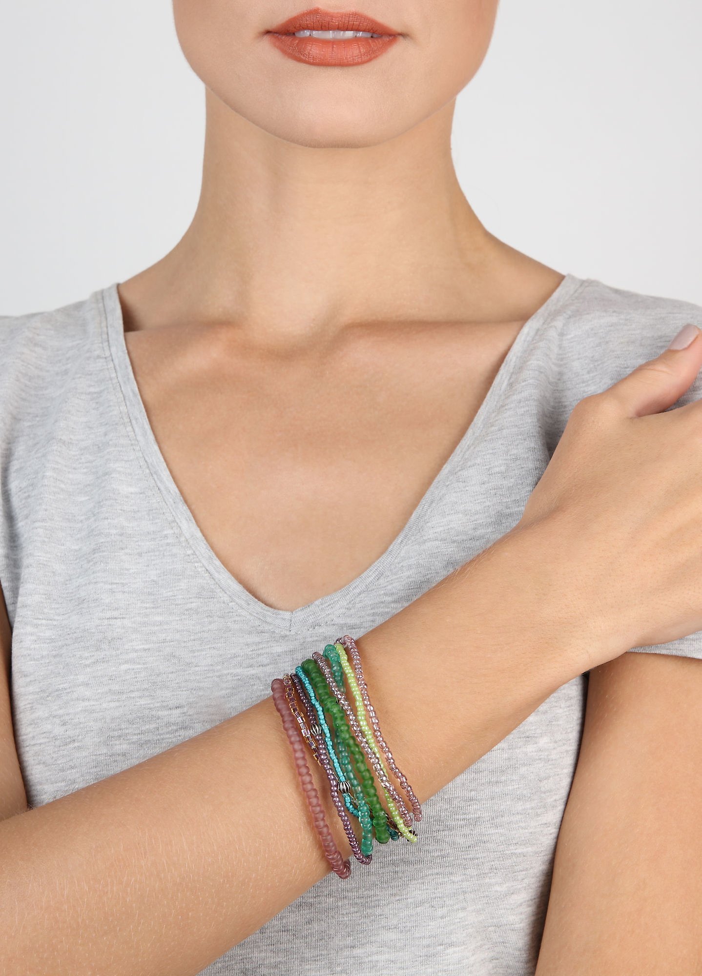 image for Bracelet Elastic Petit Glamour d´Afrique Green / Lila  