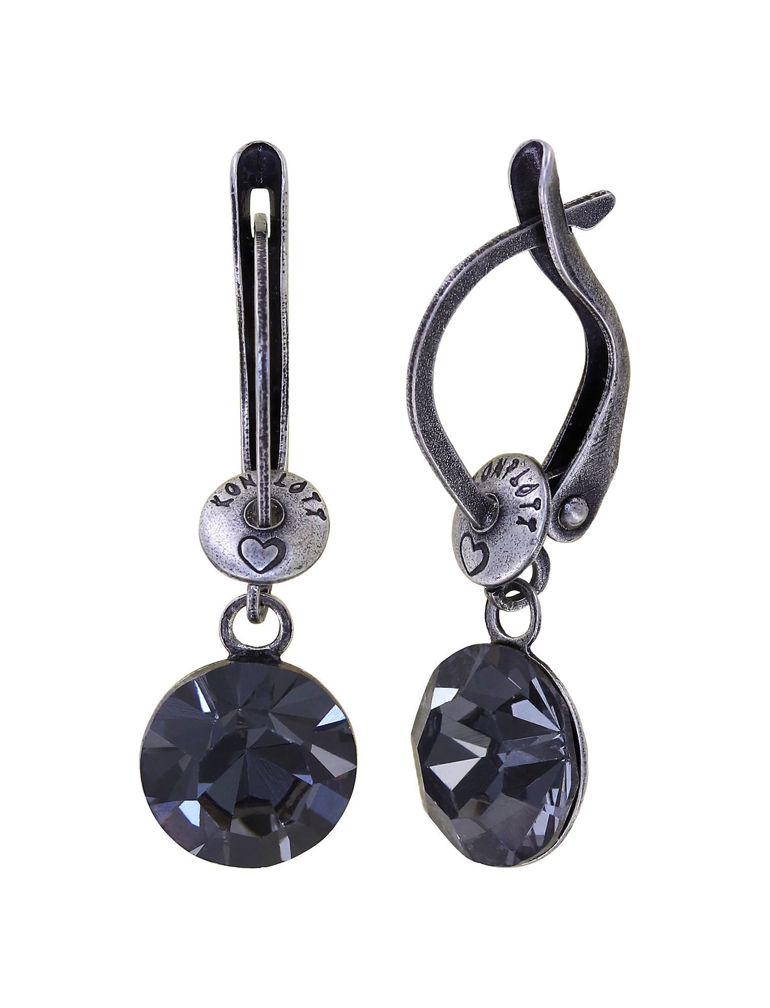 image pour Boucles d'oreilles pendantes Black Jack Gris crystal night fall SS 39