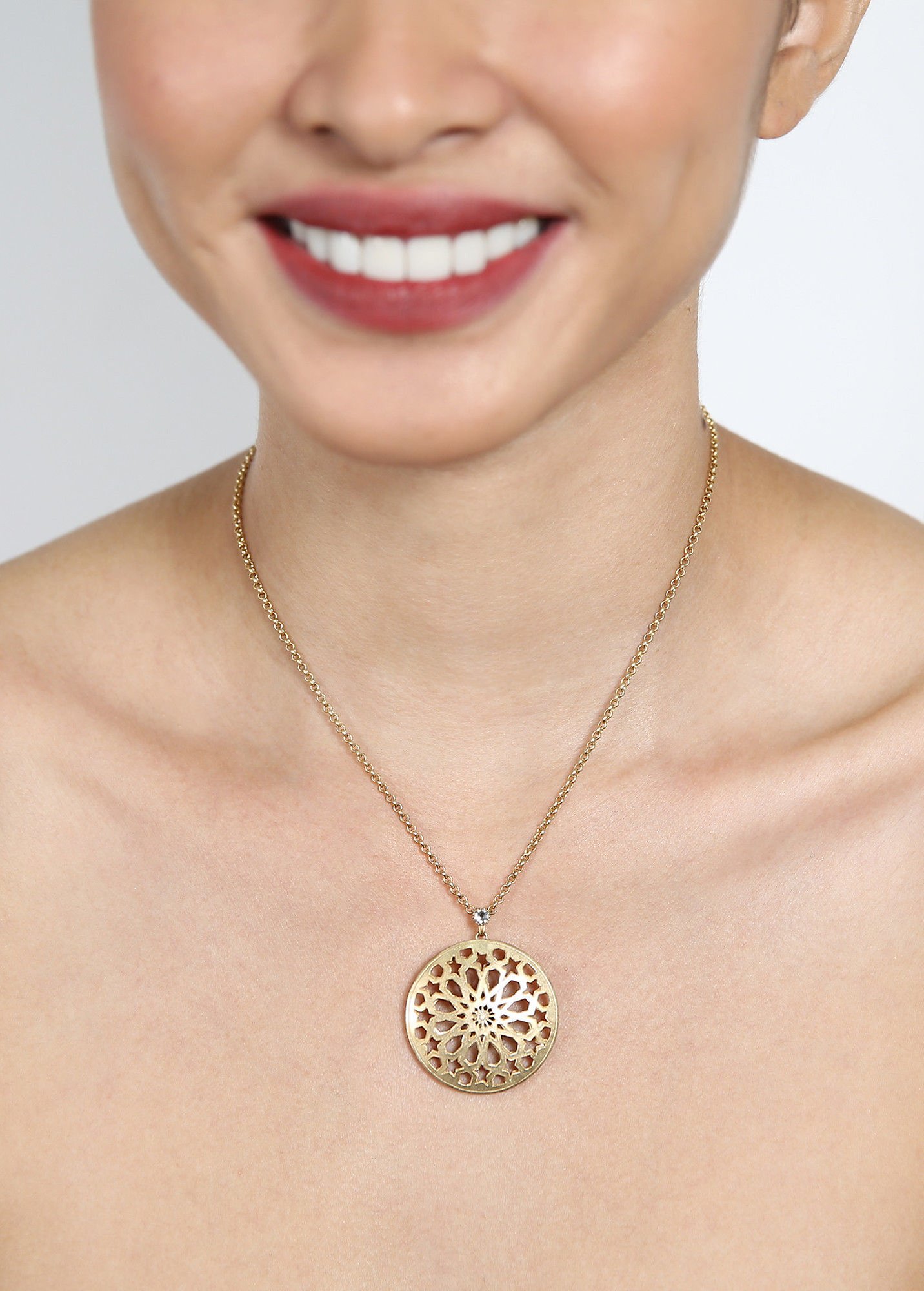 image for Necklace Pendant Shades of Light Gold  size S