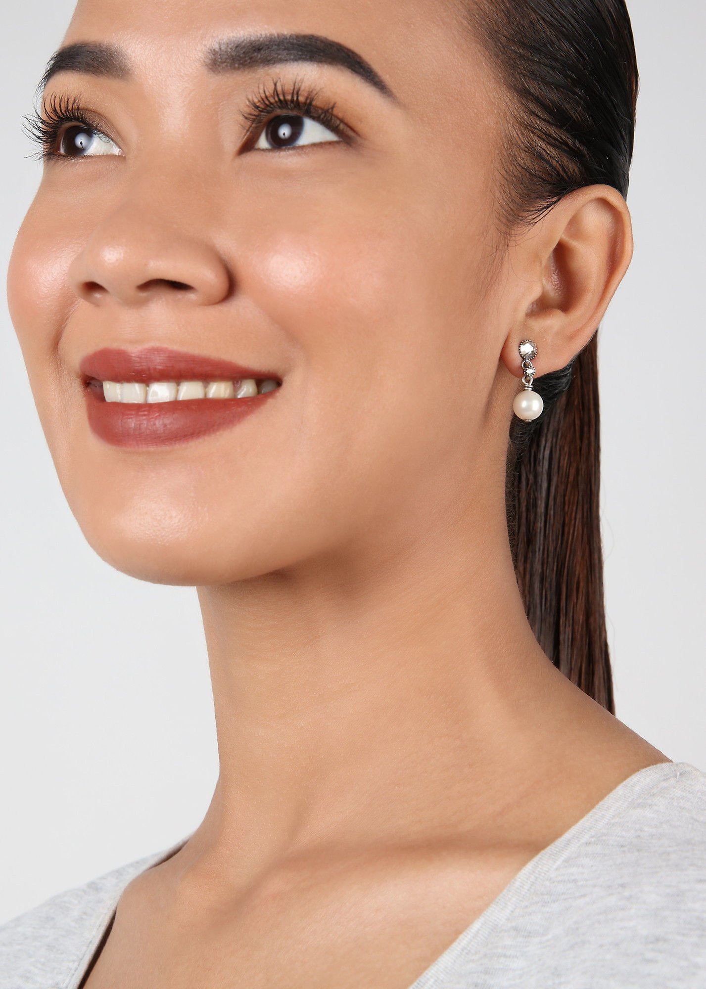 image for Earring Stud Dangling Metal Crash White  