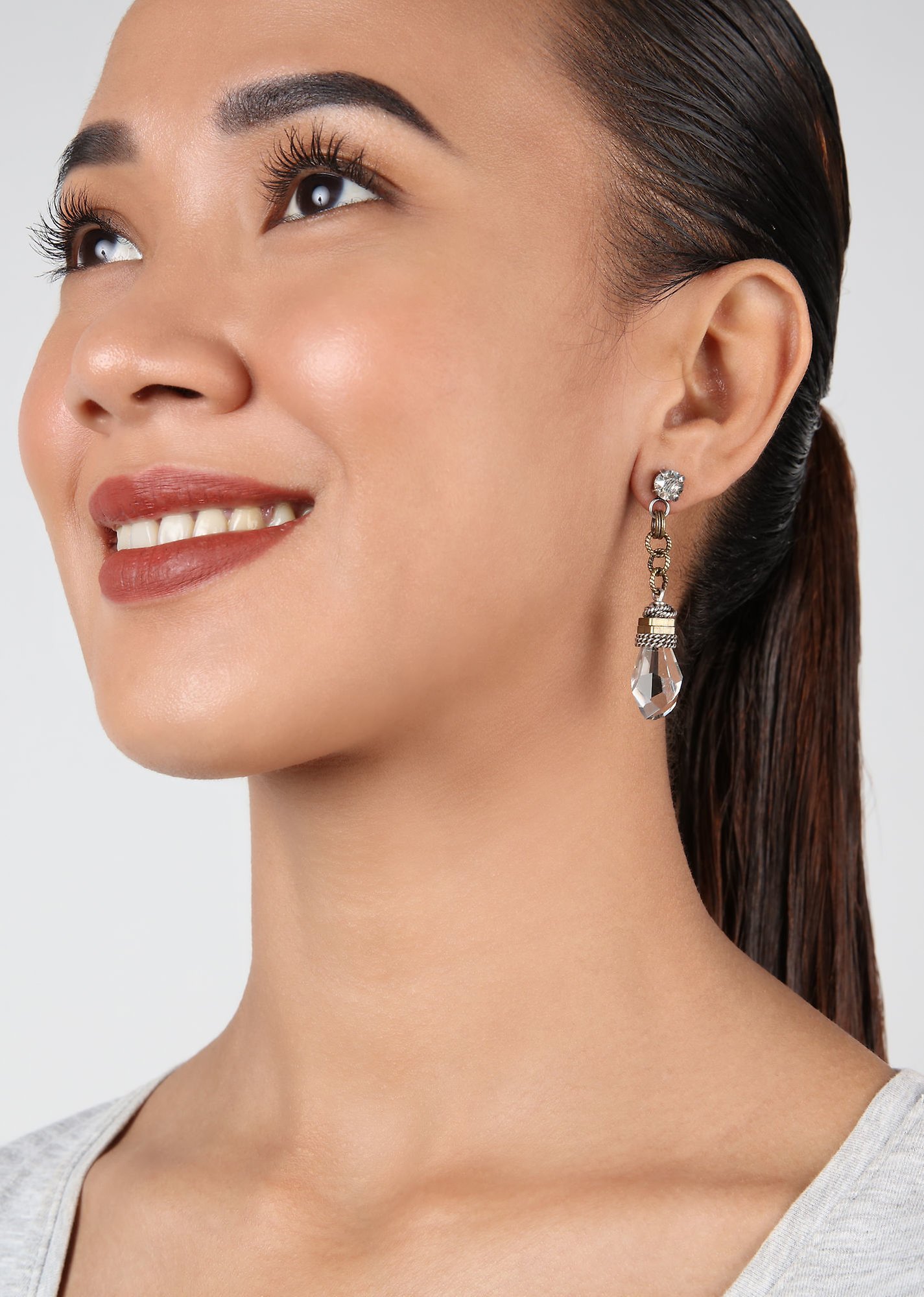 image pour Clou d'oreille pendant Metal Crash Laiton / Argent  