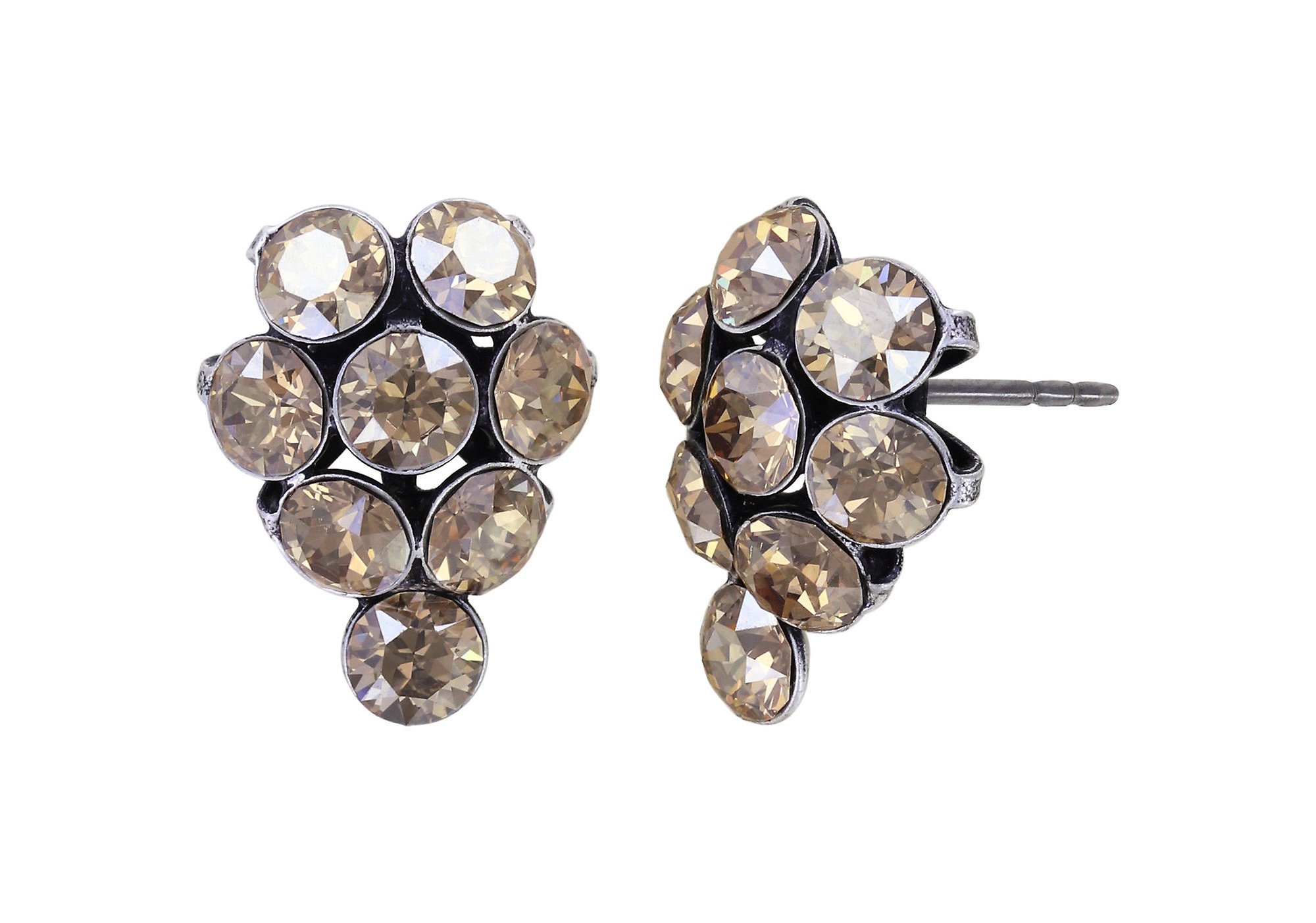 image for Earring Stud Magic Fireball Beige crystal golden shadow Classic Size (21mm Ø)