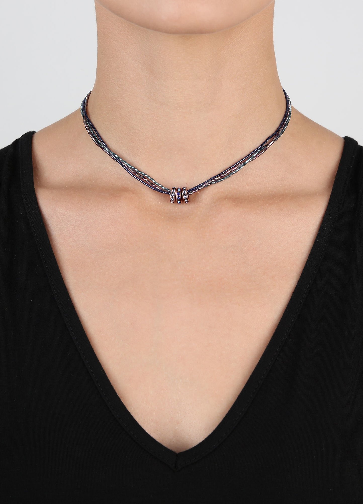 Bild für Halskette African Glam Dunkles Aquamarin Blau 