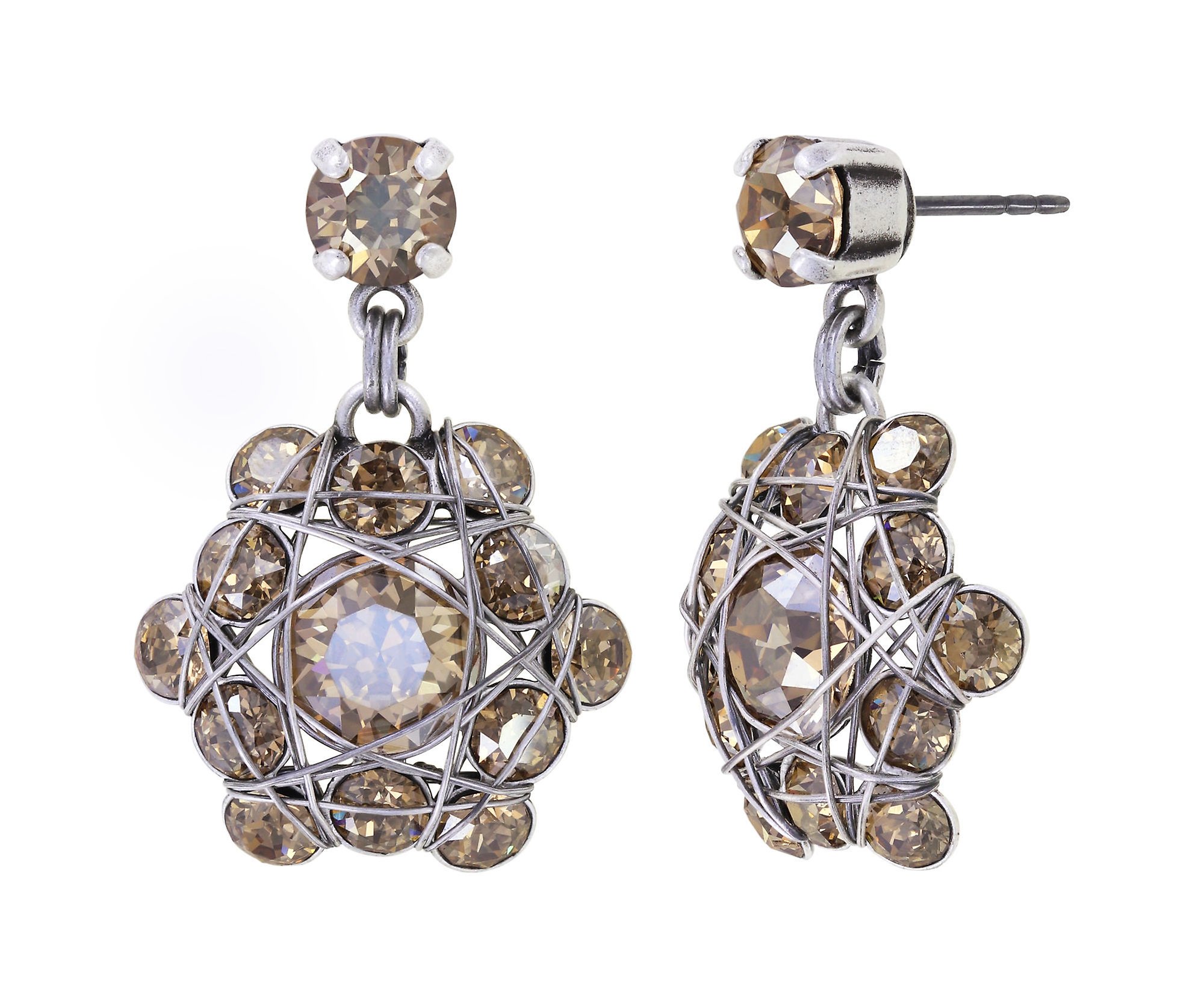 image pour Clou d'oreille pendant Bended Lights Beige crystal golden shadow 